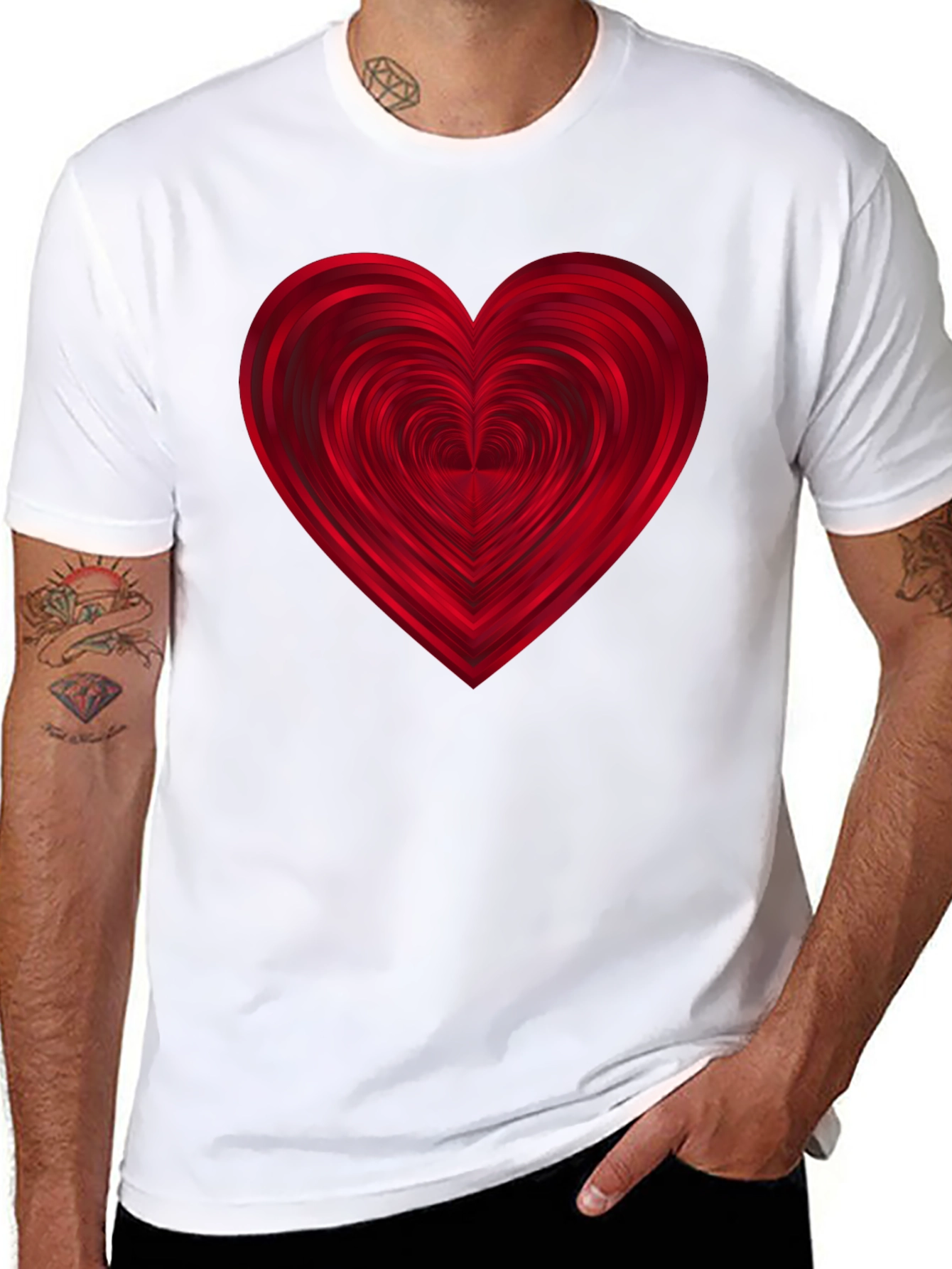 Heart Graphic Print Black T-Shirt