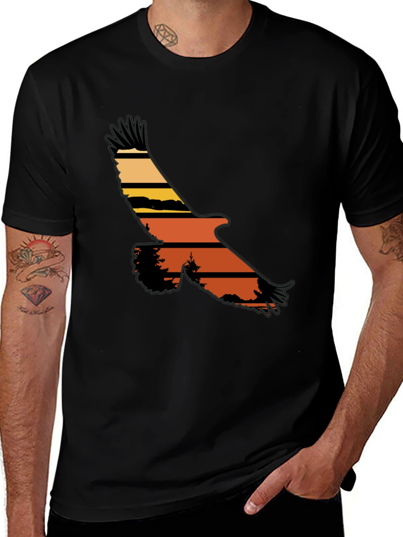 Eagle Silhouette Graphic Tee - Nature Inspired