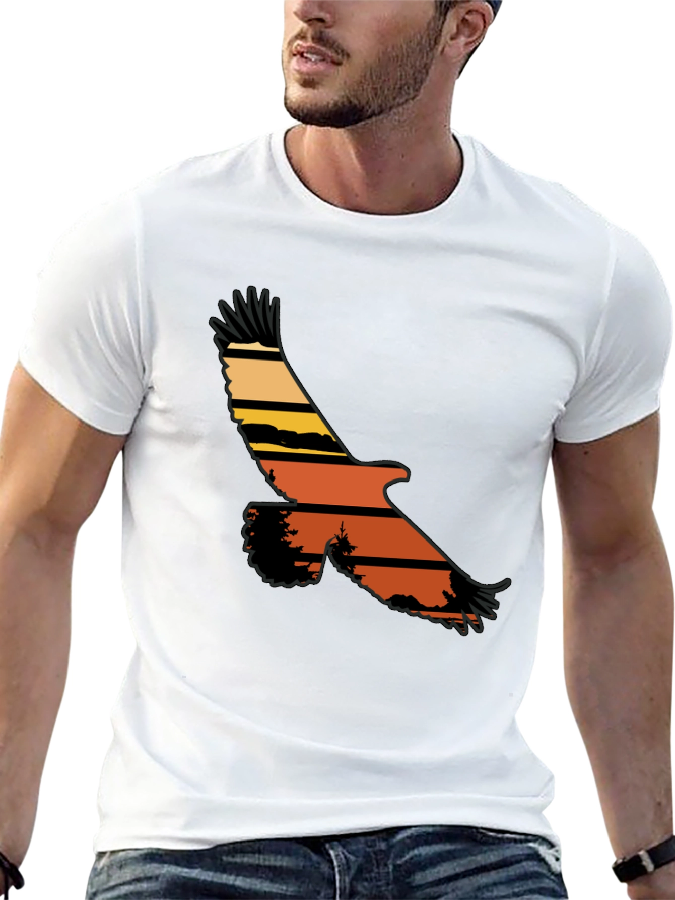 Eagle Silhouette Graphic Tee - Nature Inspired