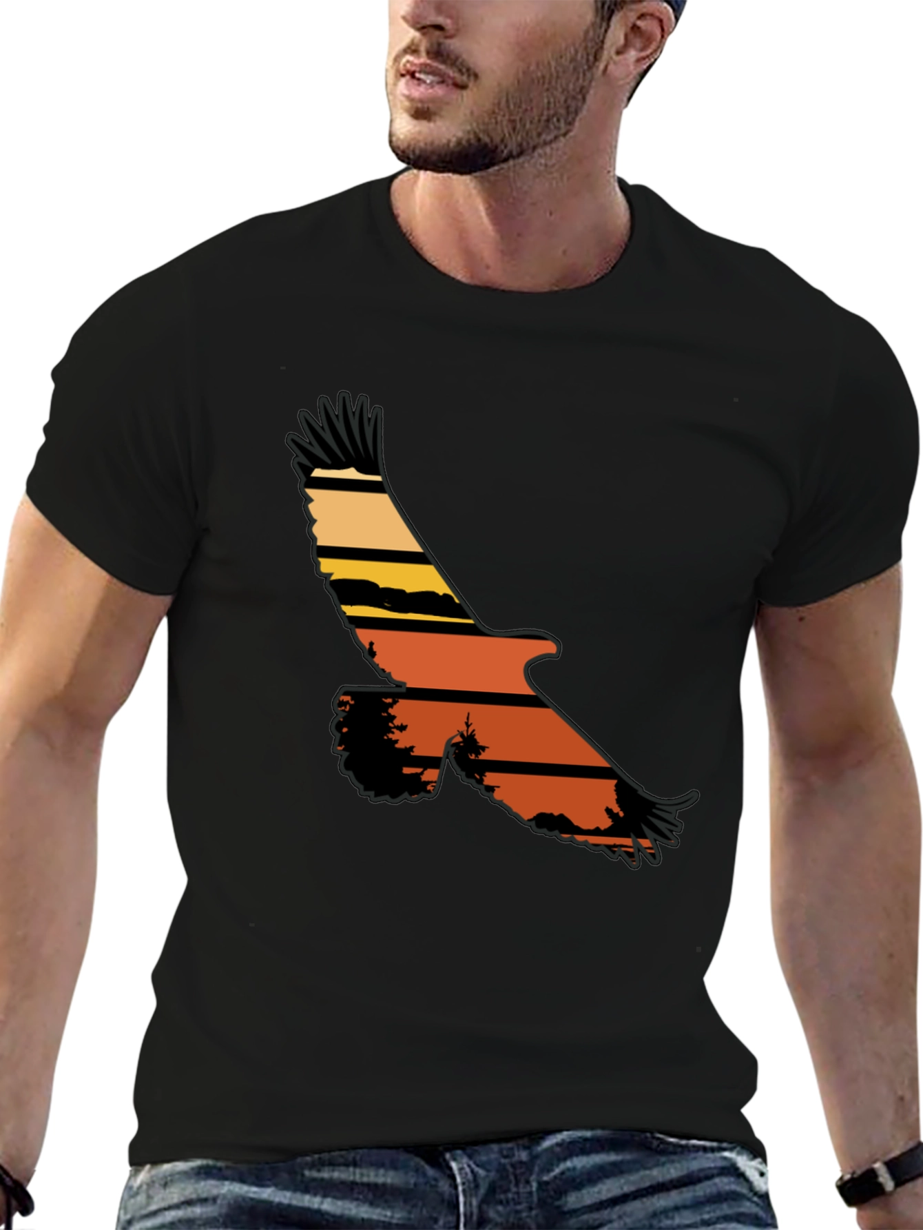 Eagle Silhouette Graphic Tee - Nature Inspired