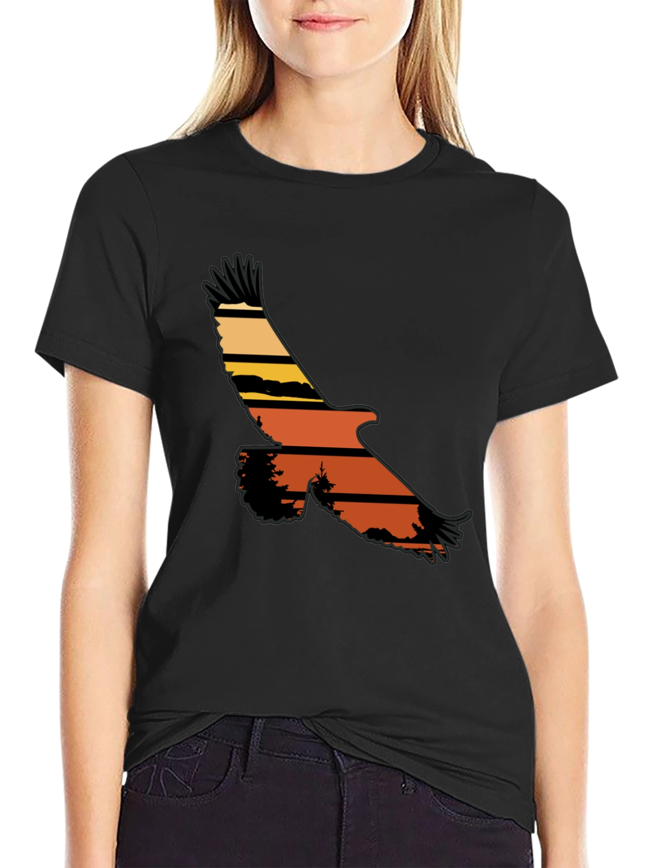 Eagle Silhouette Graphic Tee - Nature Inspired