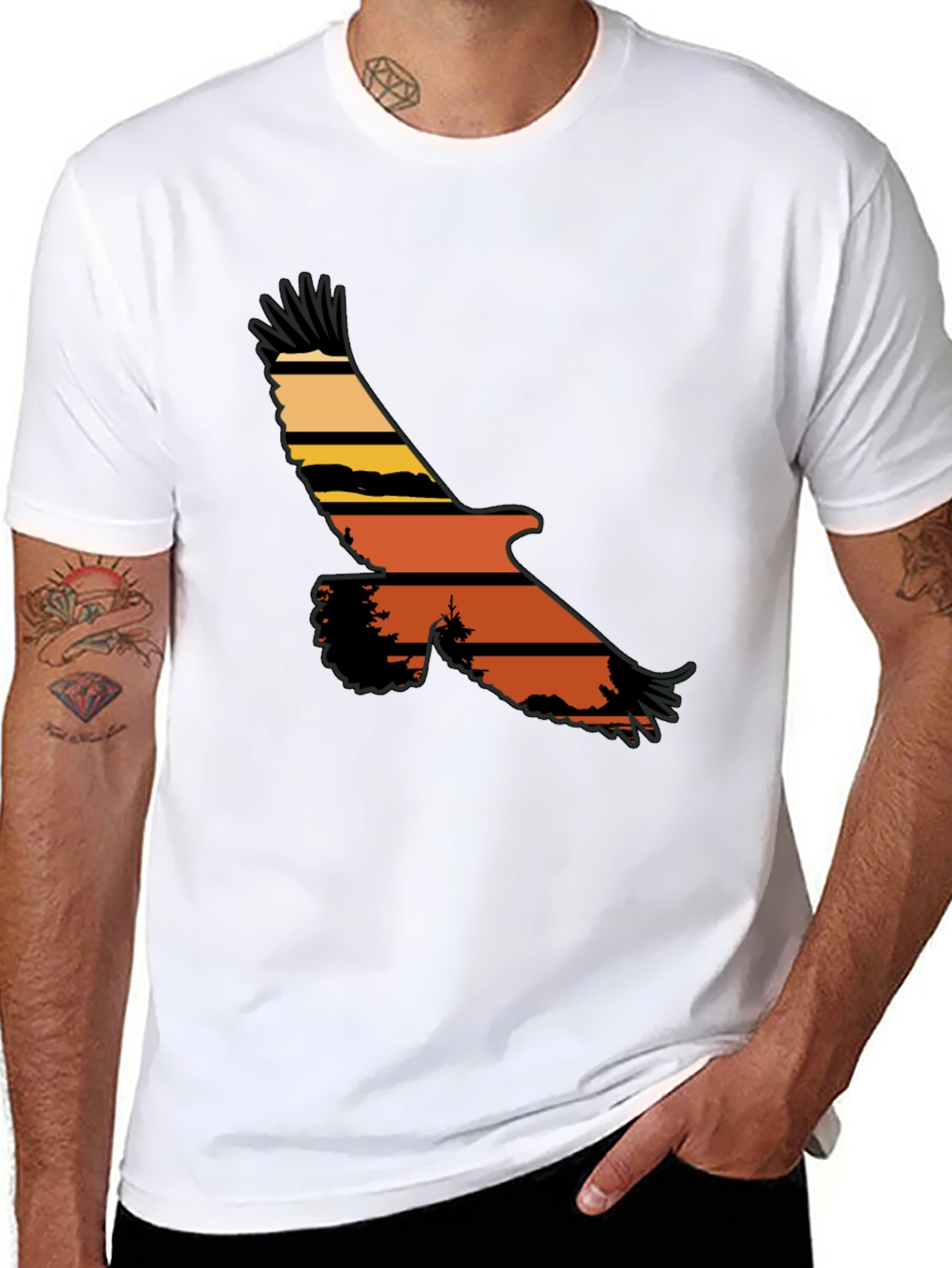 Eagle Silhouette Graphic Tee - Nature Inspired