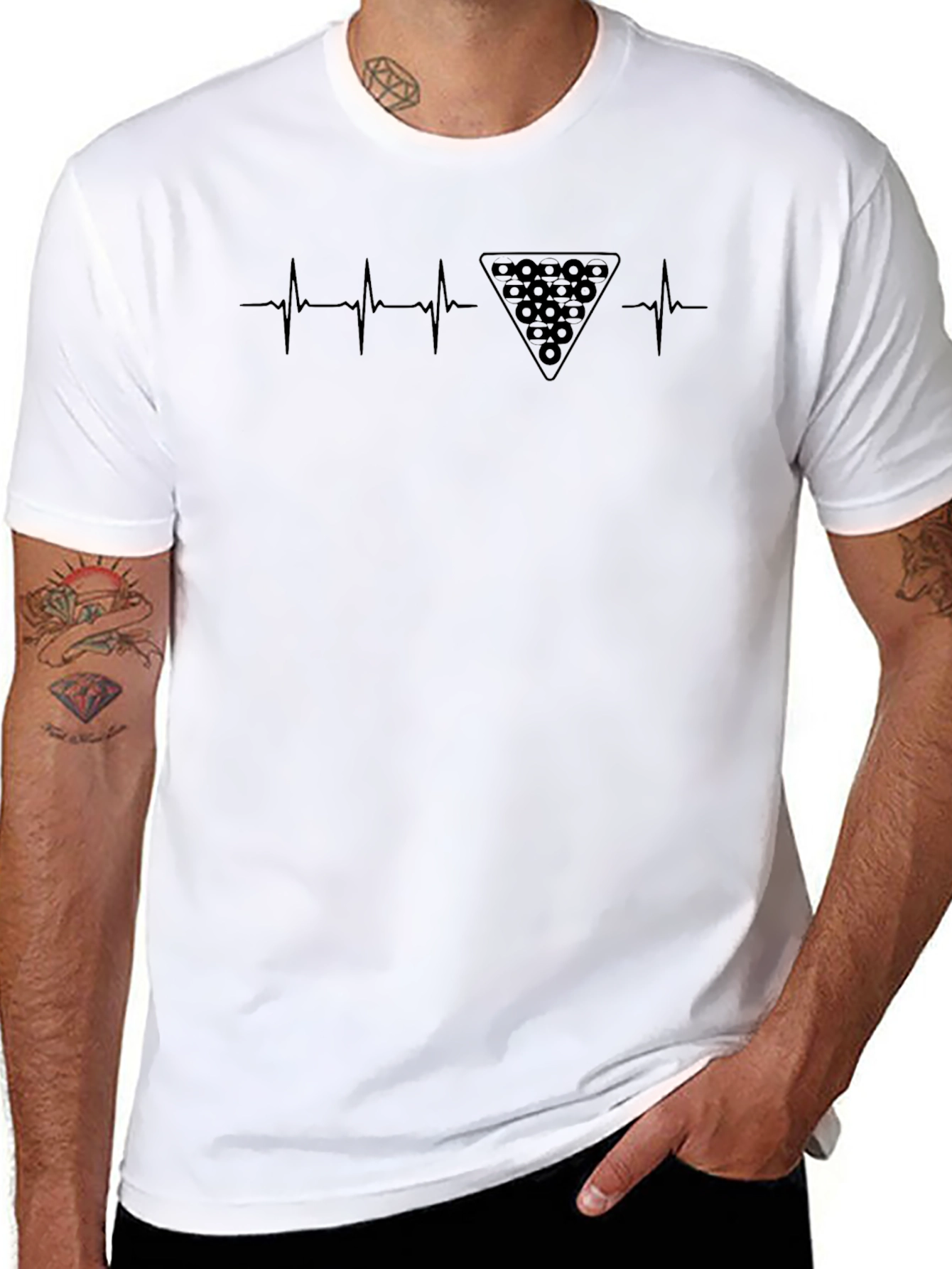 Billiards Heartbeat Graphic Tee - Pool Player T-Shirt