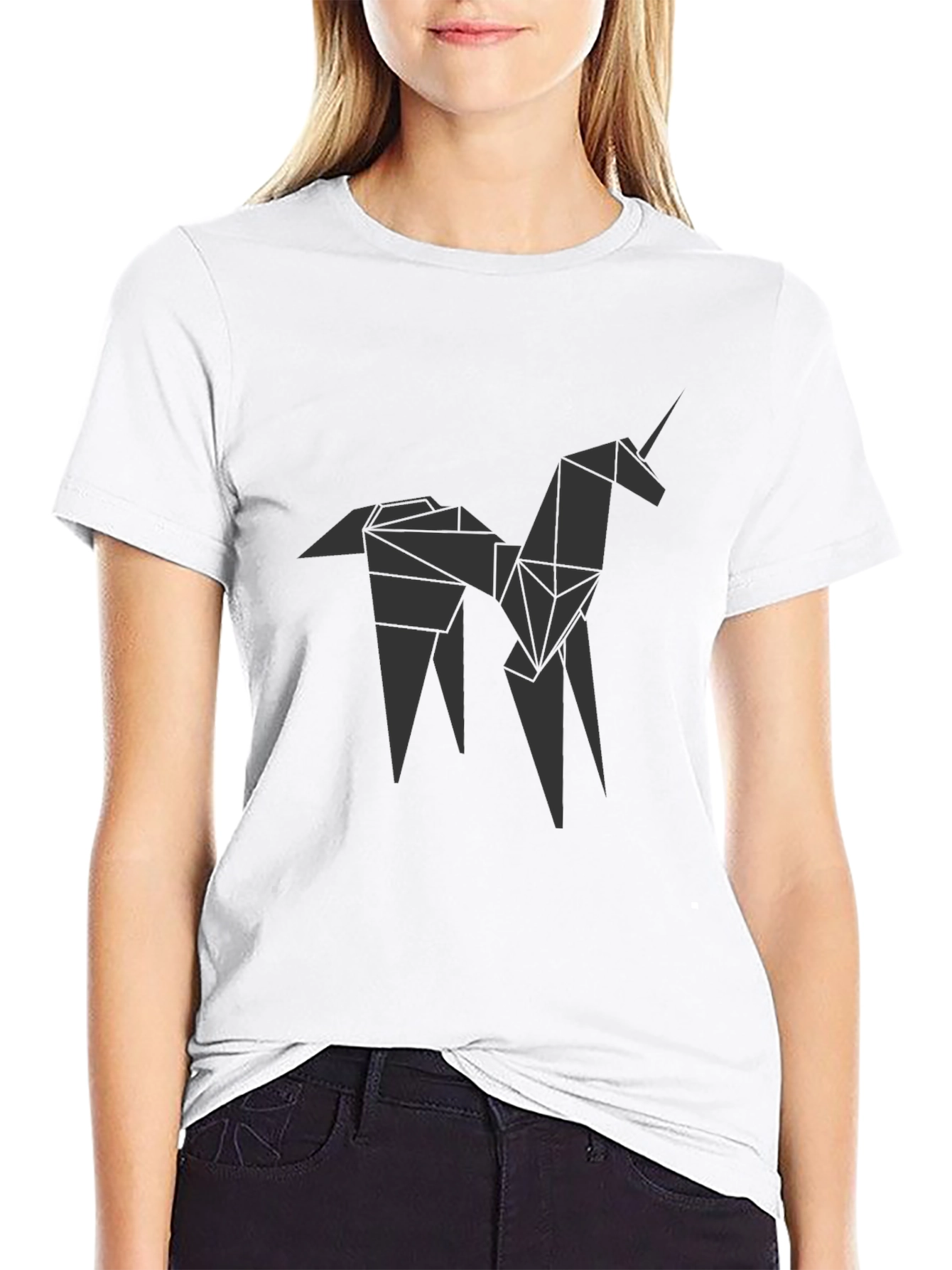 Geometric Origami Unicorn Graphic Tee