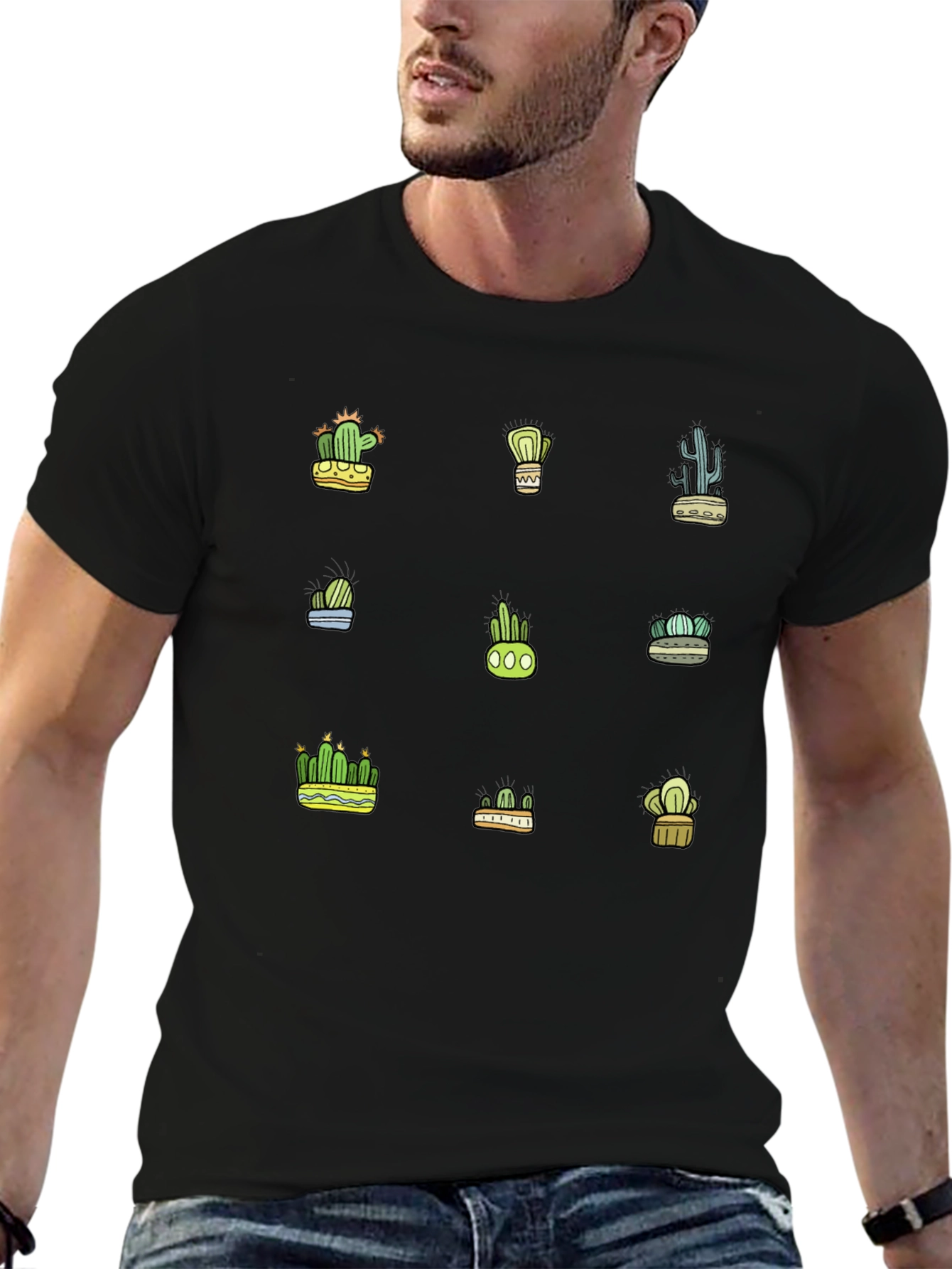Cactus Print Tee - Stylish Desert Plants Graphic T-Shirt