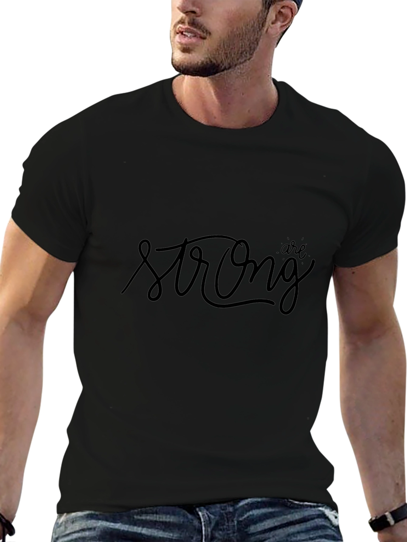 Strong Graphic Tee - Black Short Sleeve T-Shirt