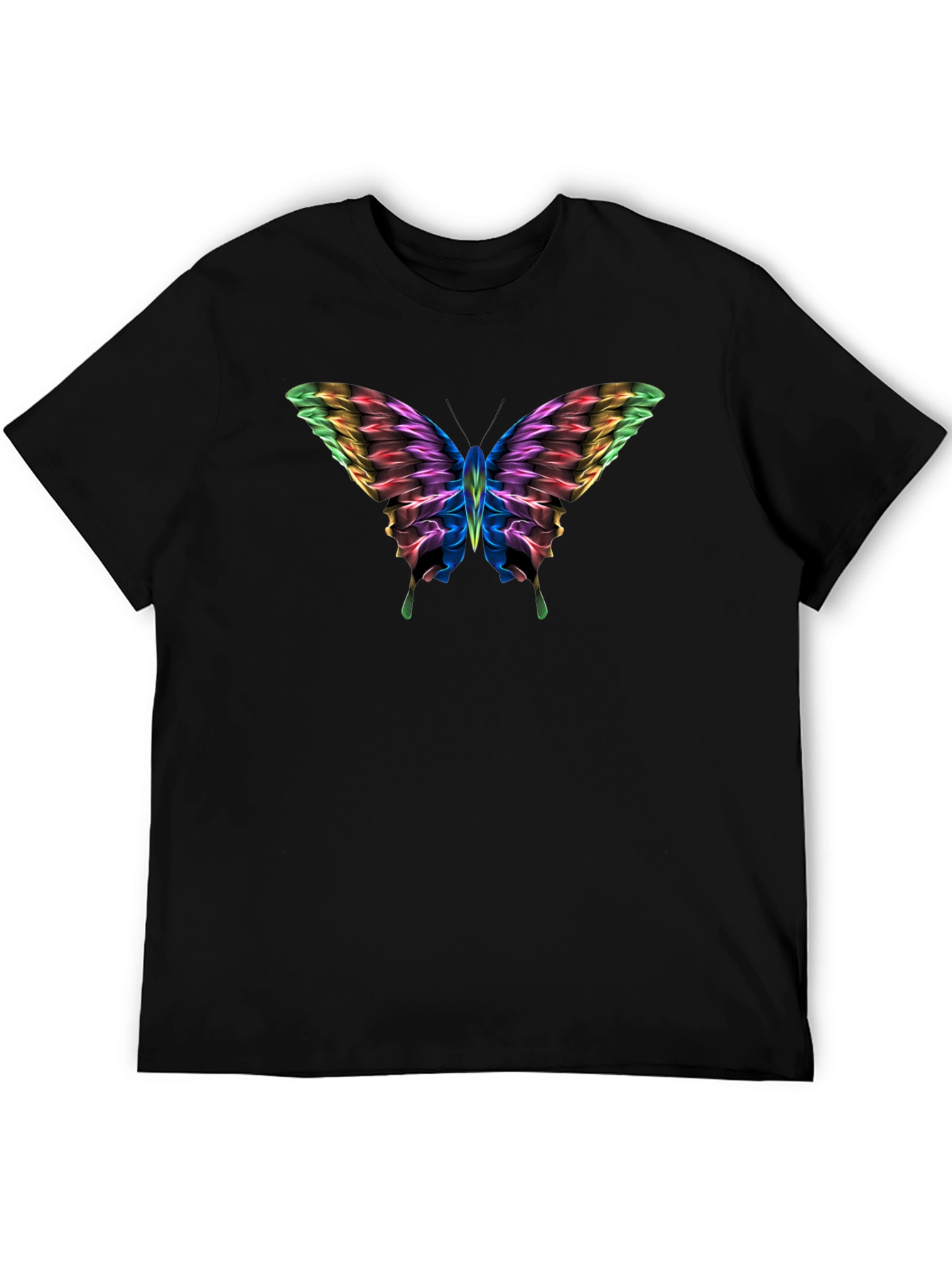 Rainbow Butterfly Graphic Black T-Shirt
