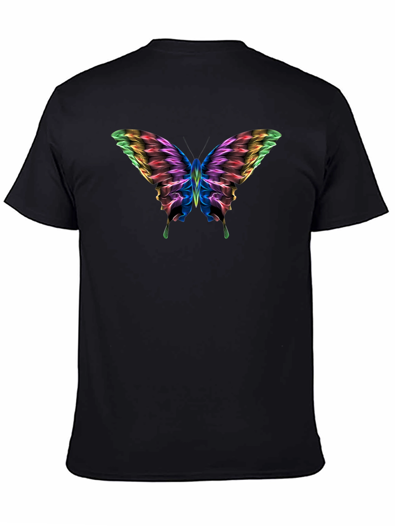 Rainbow Butterfly Graphic Black T-Shirt