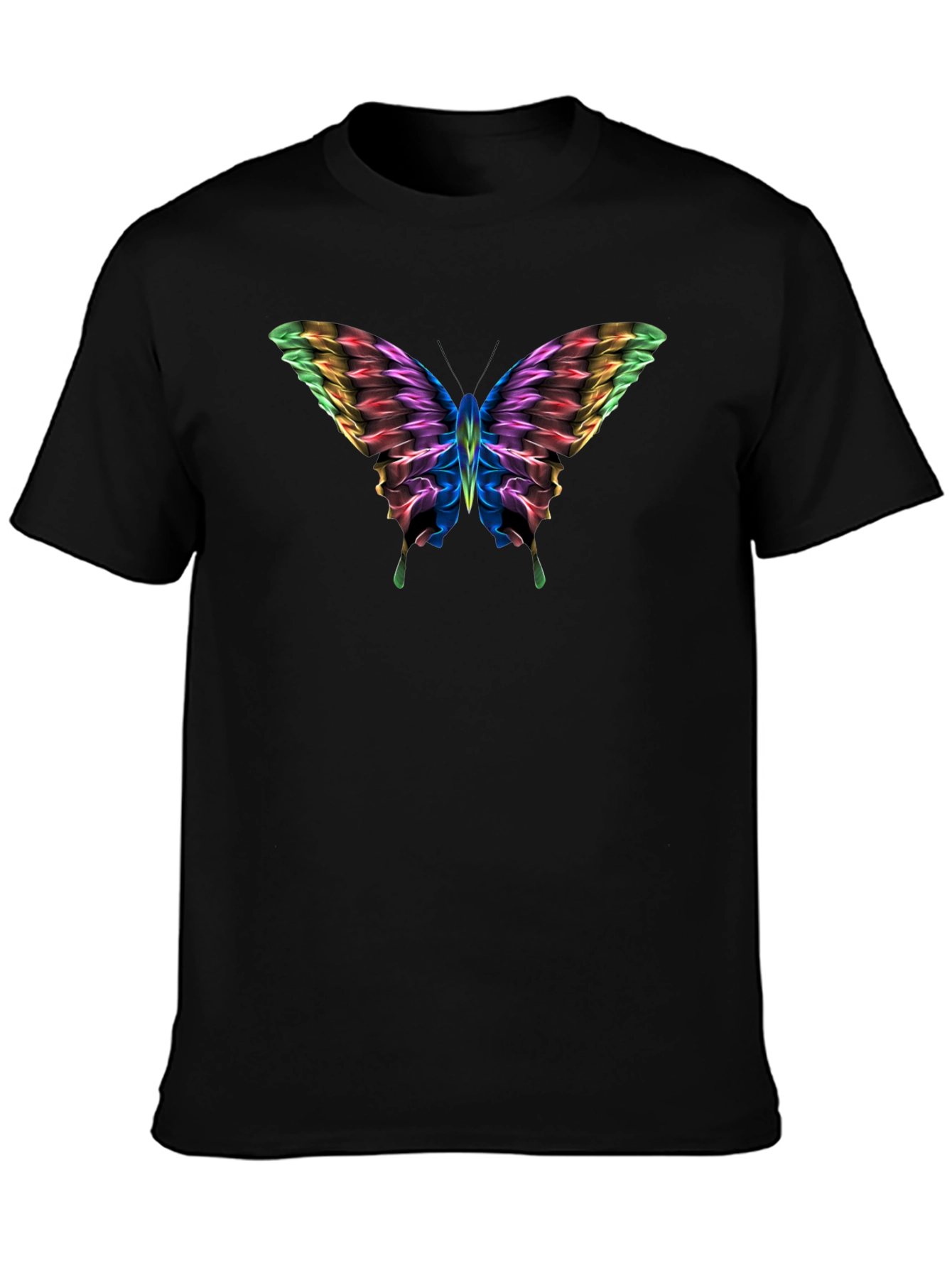 Rainbow Butterfly Graphic Black T-Shirt