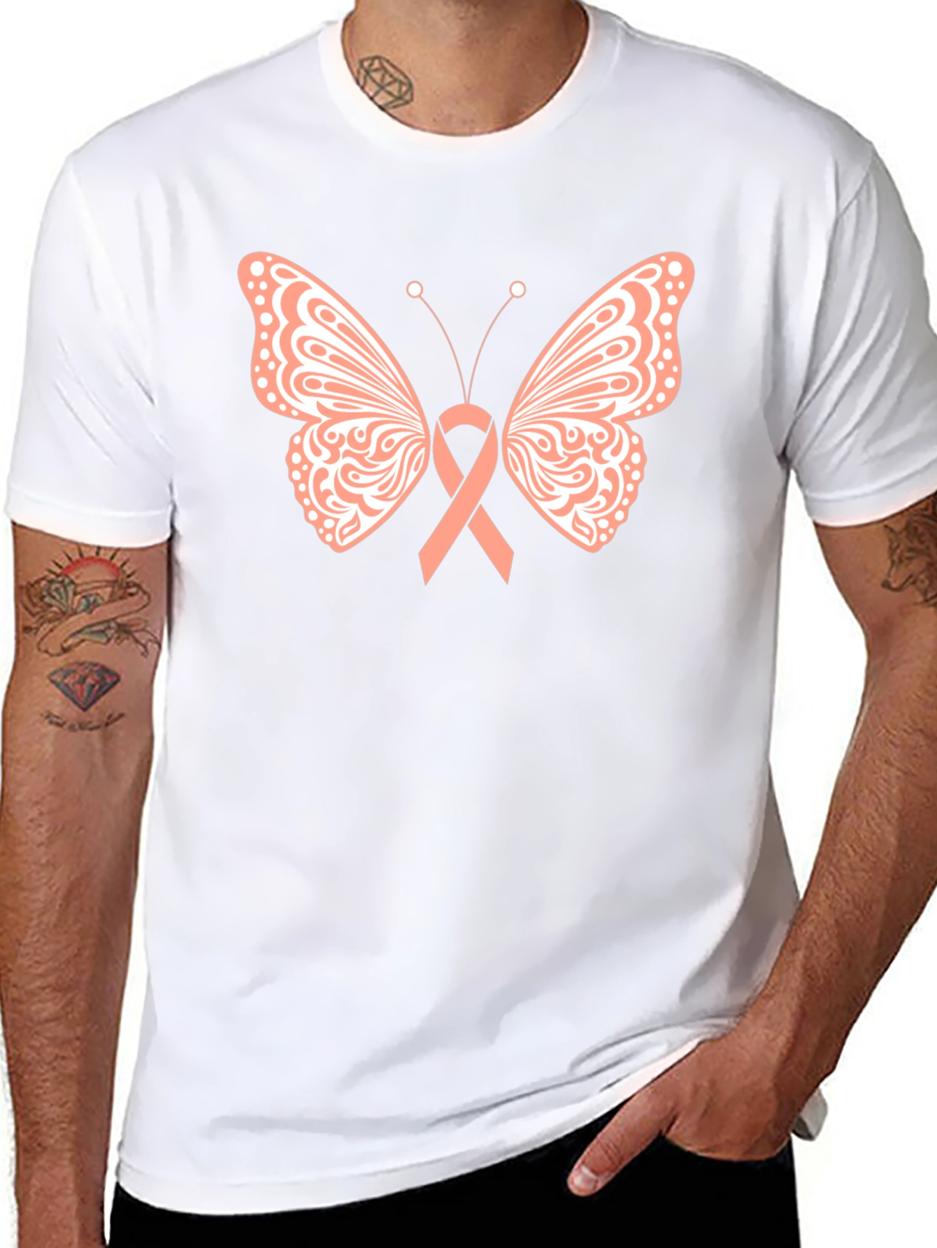 Butterfly Ribbon Black T-Shirt