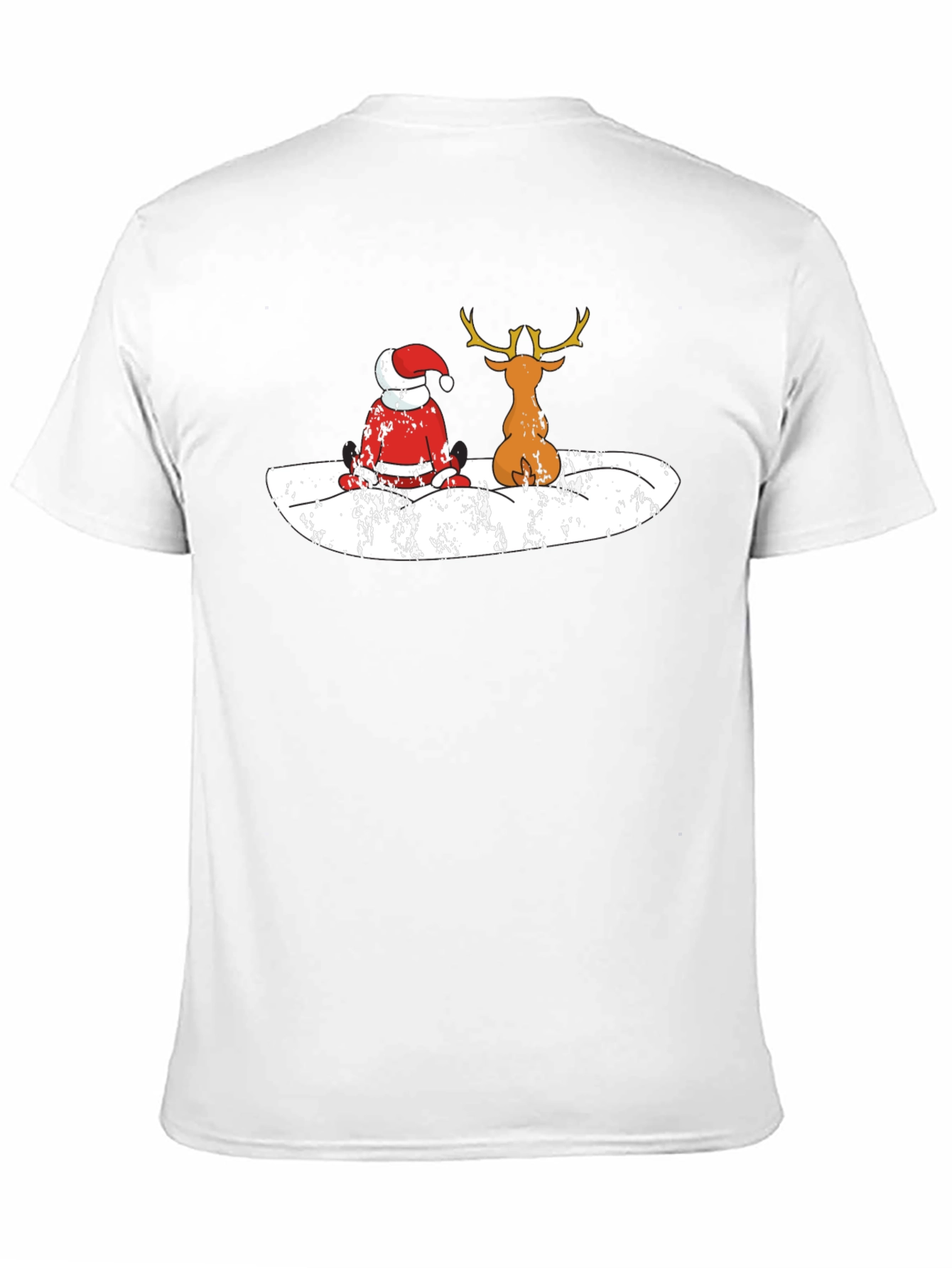 Santa and Reindeer Black T-Shirt
