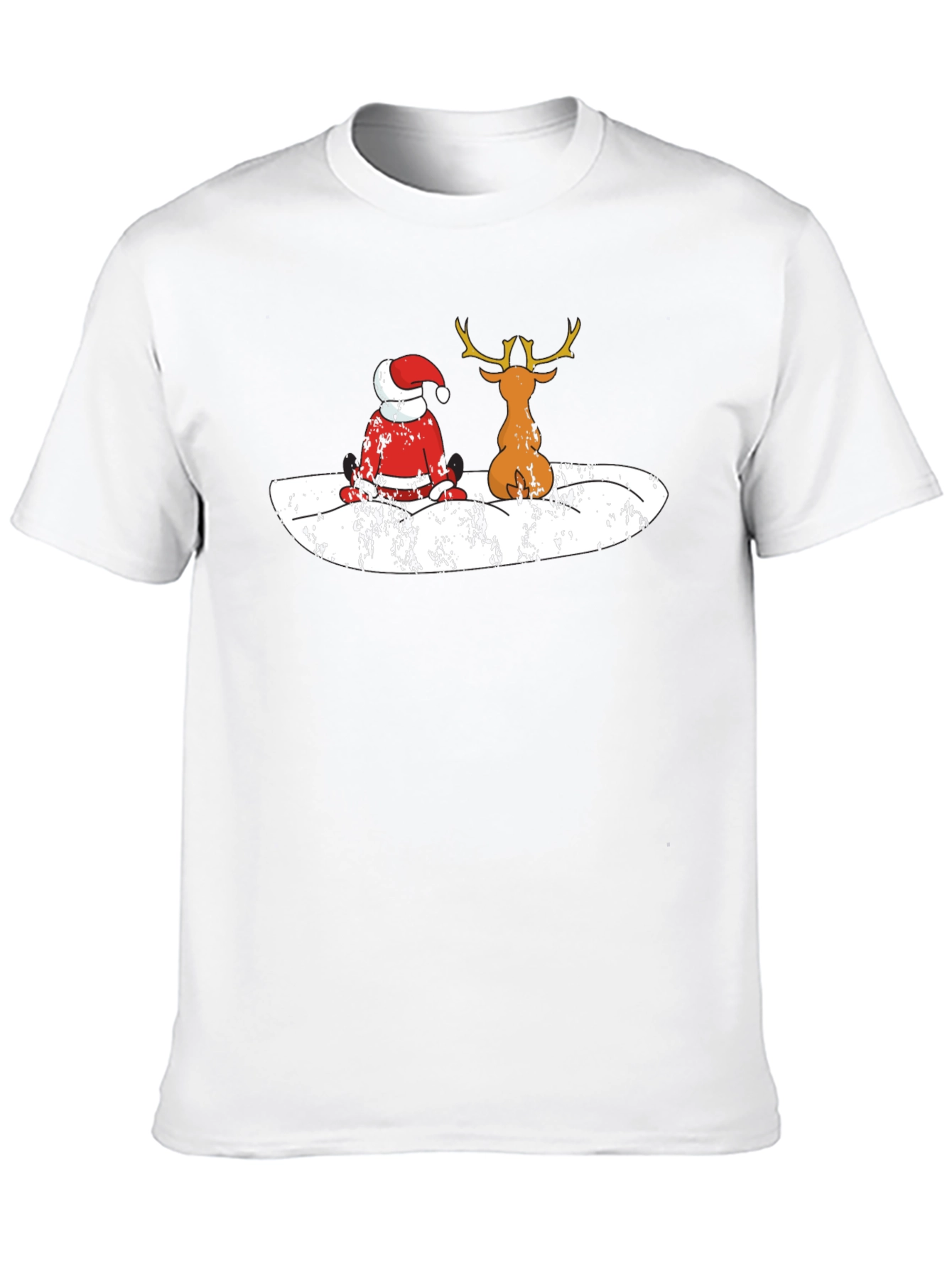 Santa and Reindeer Black T-Shirt