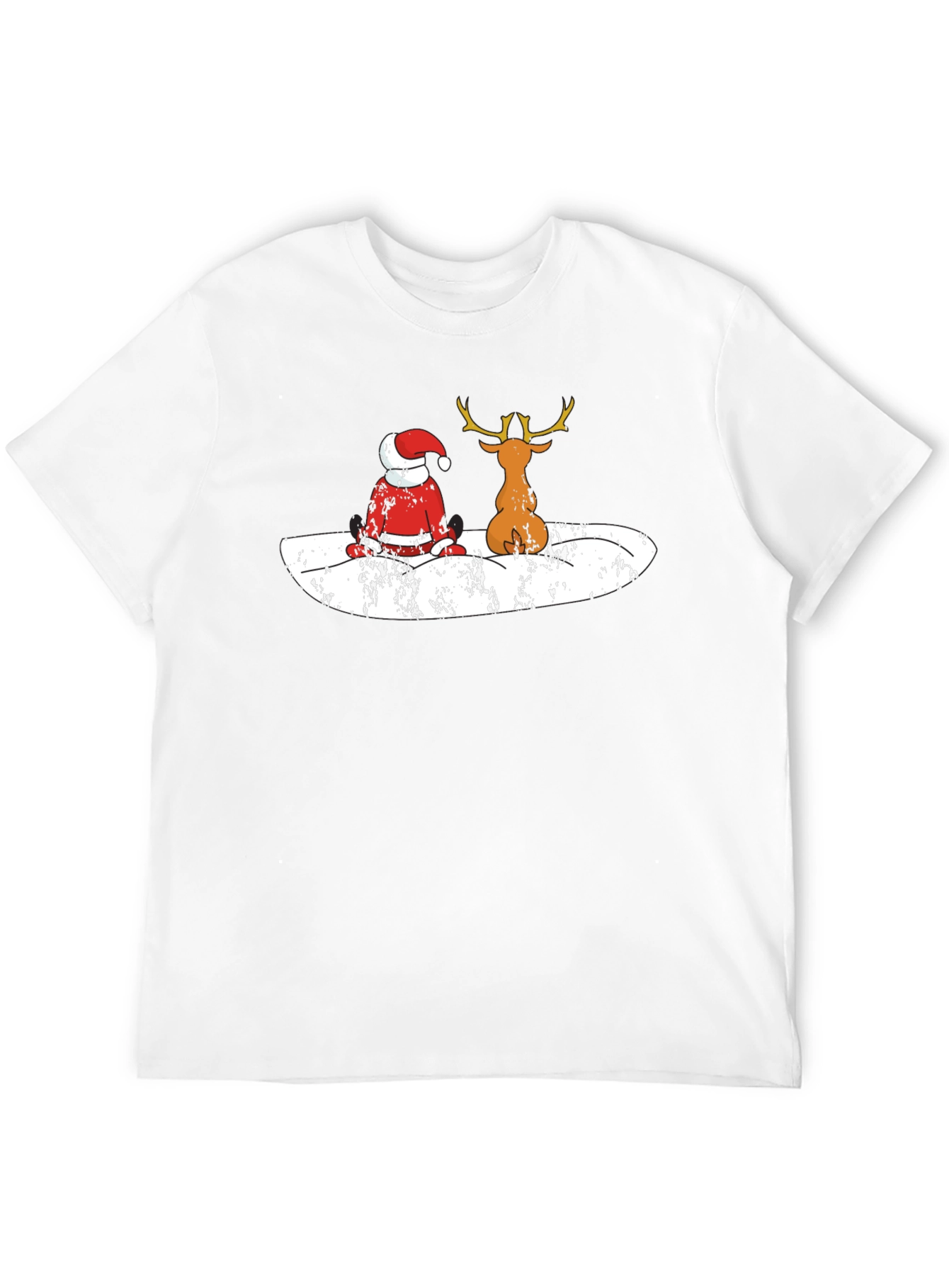 Santa and Reindeer Black T-Shirt