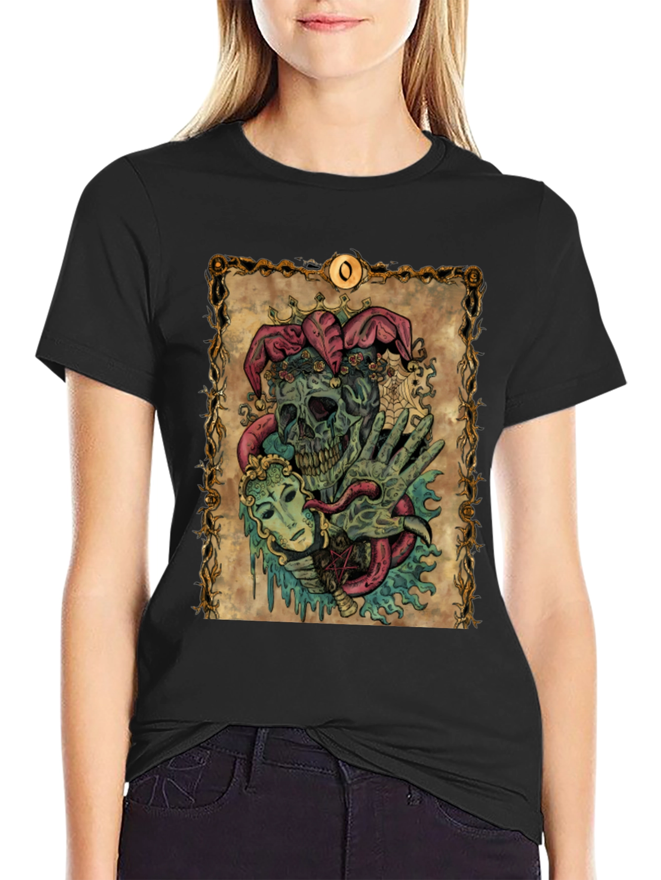 Jester Skull Graphic Tee - Mens Black T-Shirt