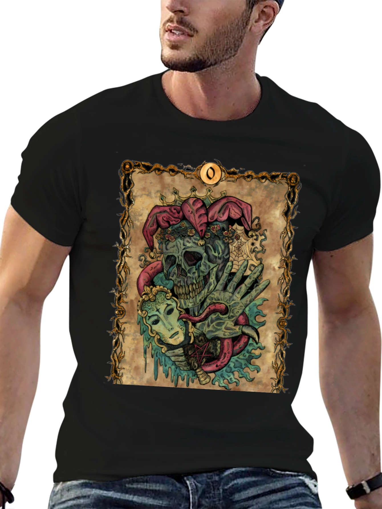 Jester Skull Graphic Tee - Mens Black T-Shirt