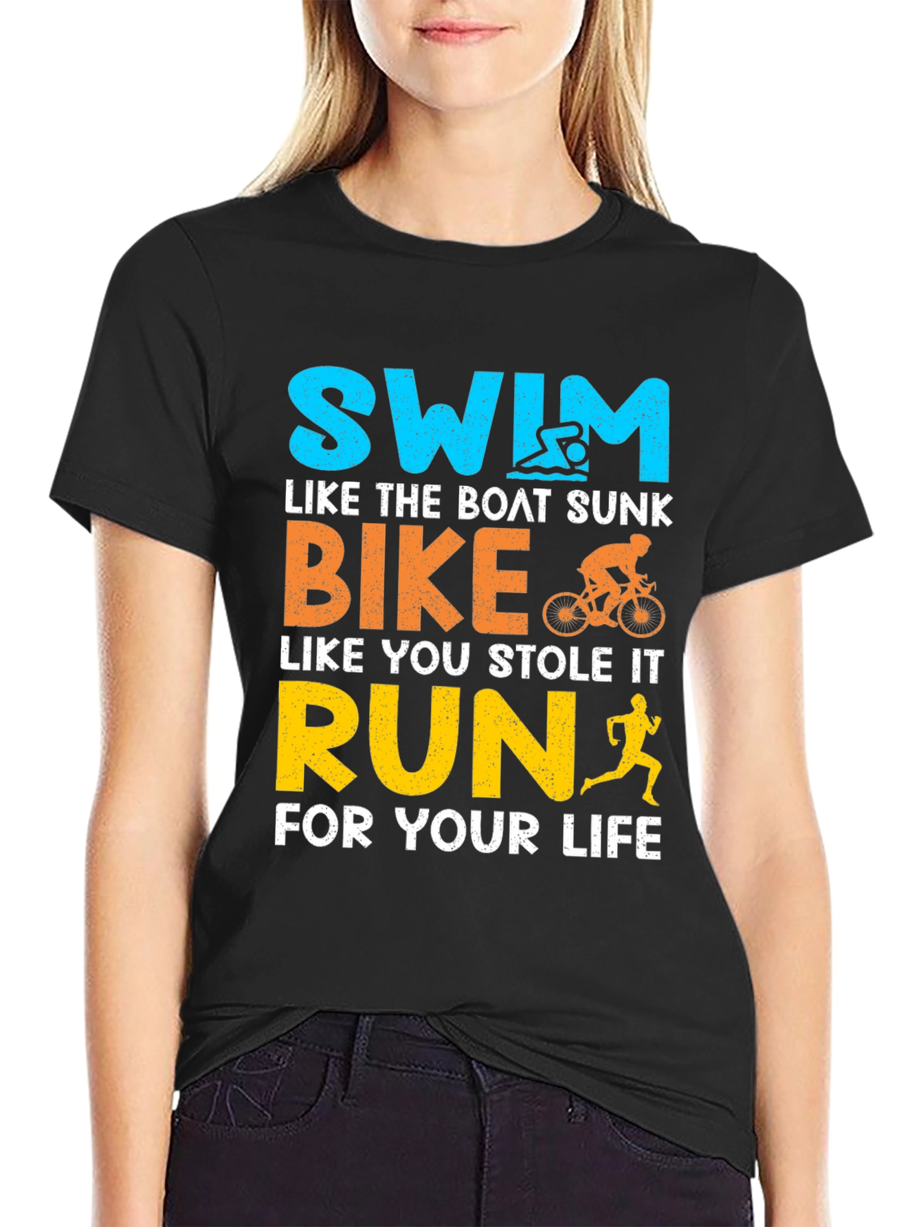 Swim Bike Run T-Shirt: Triathlon Motivational Tee