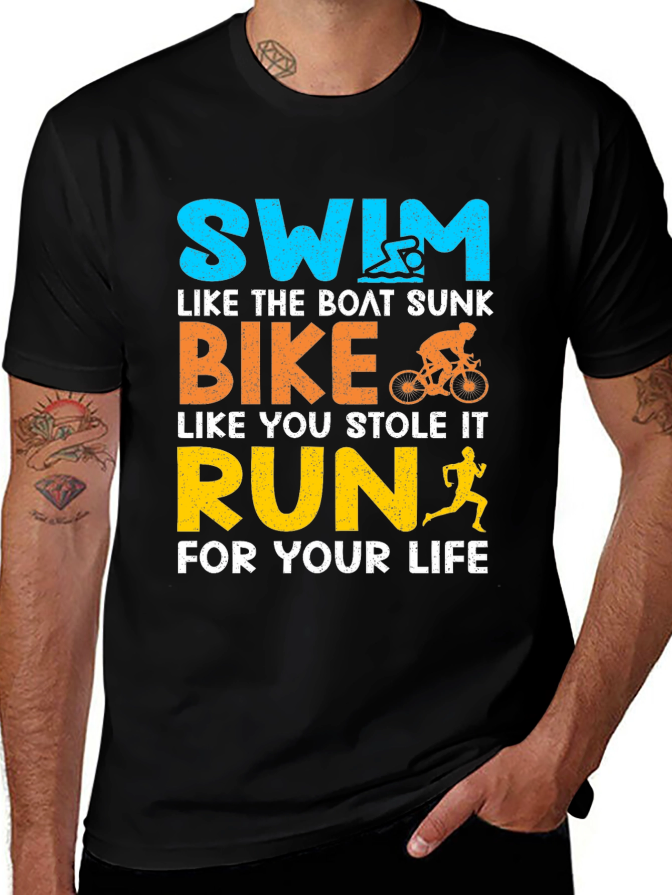 Swim Bike Run T-Shirt: Triathlon Motivational Tee