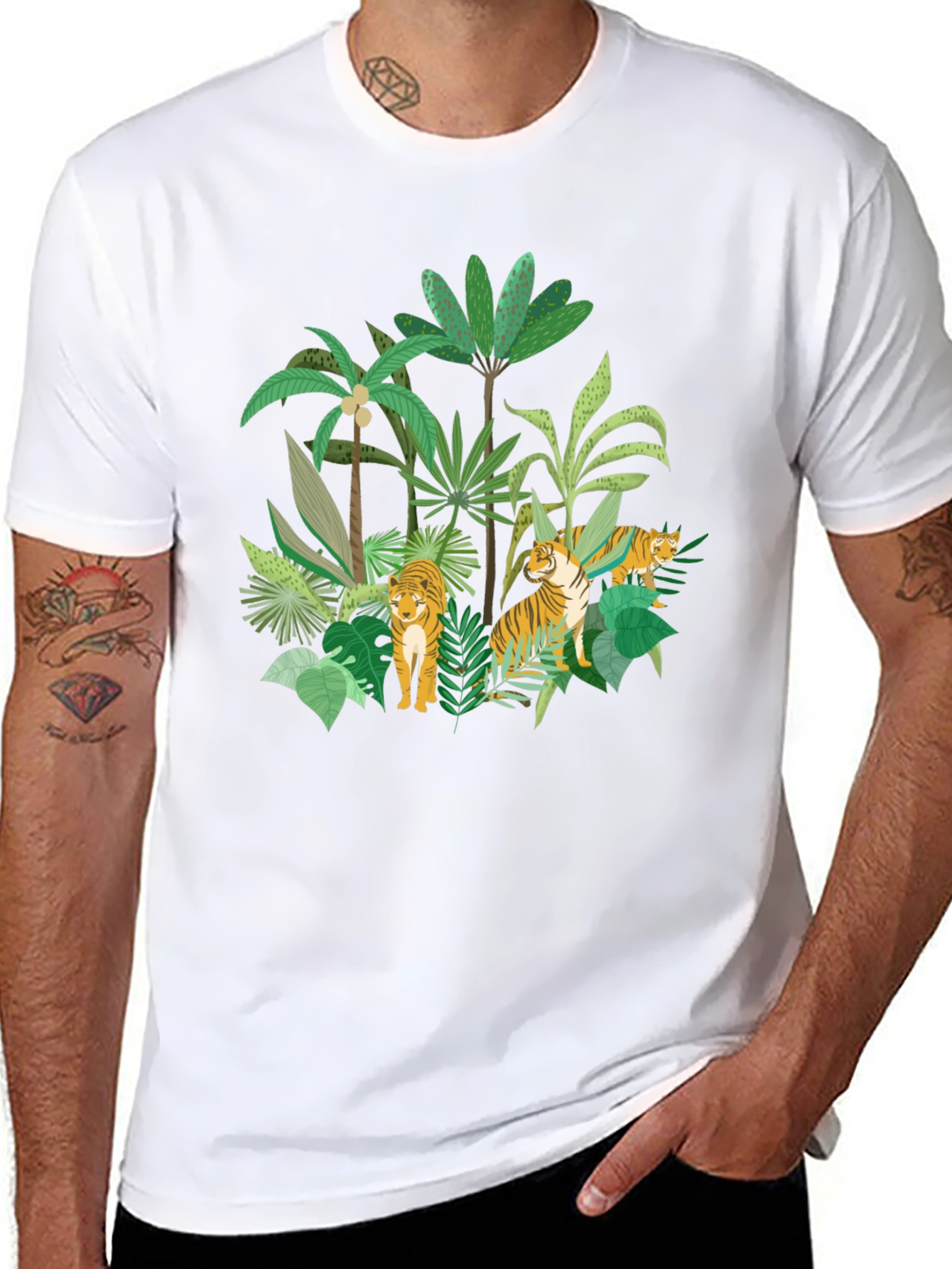 Jungle Tiger Graphic Tee - Black