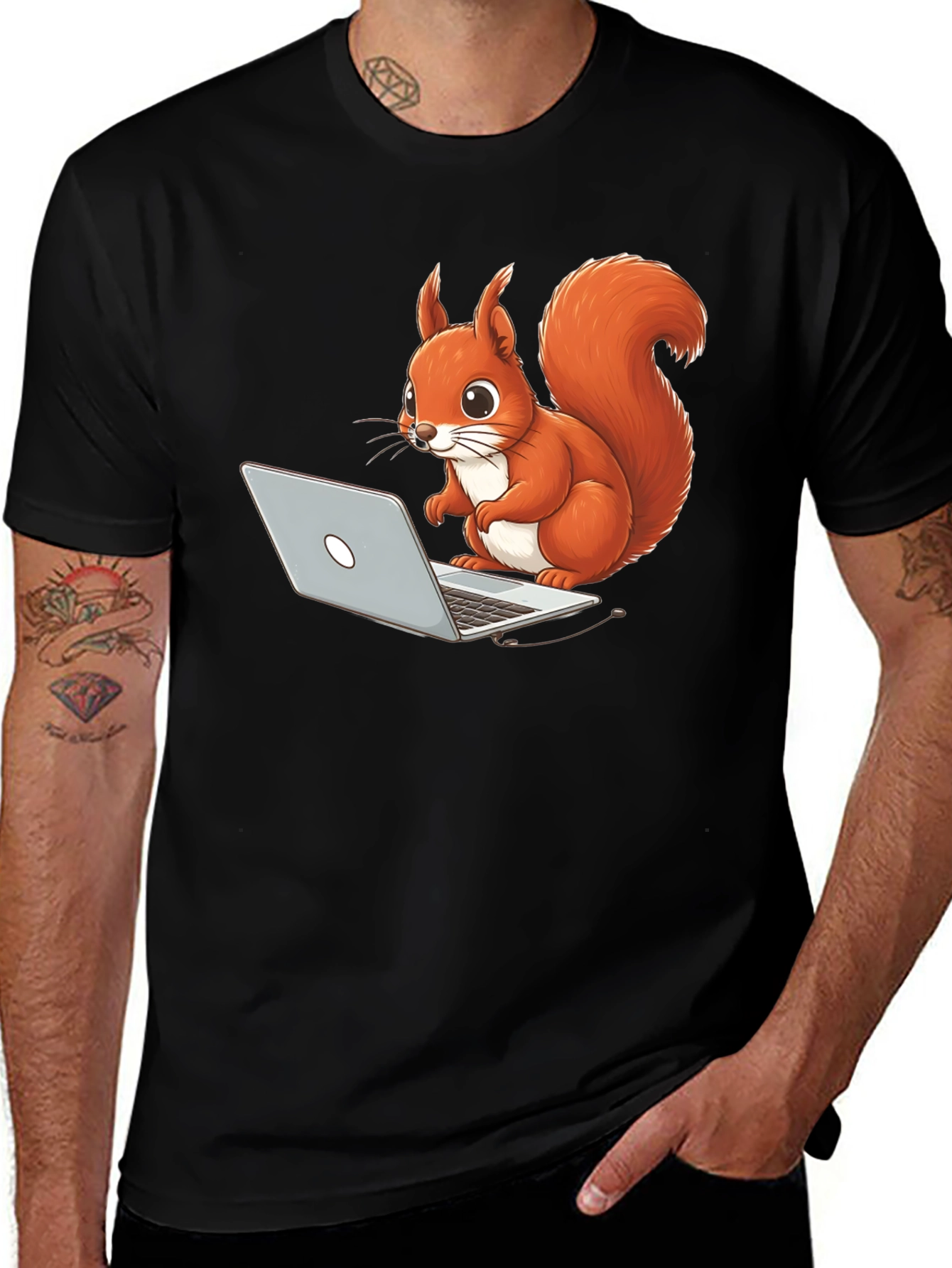 Squirrel Programmer Black T-Shirt