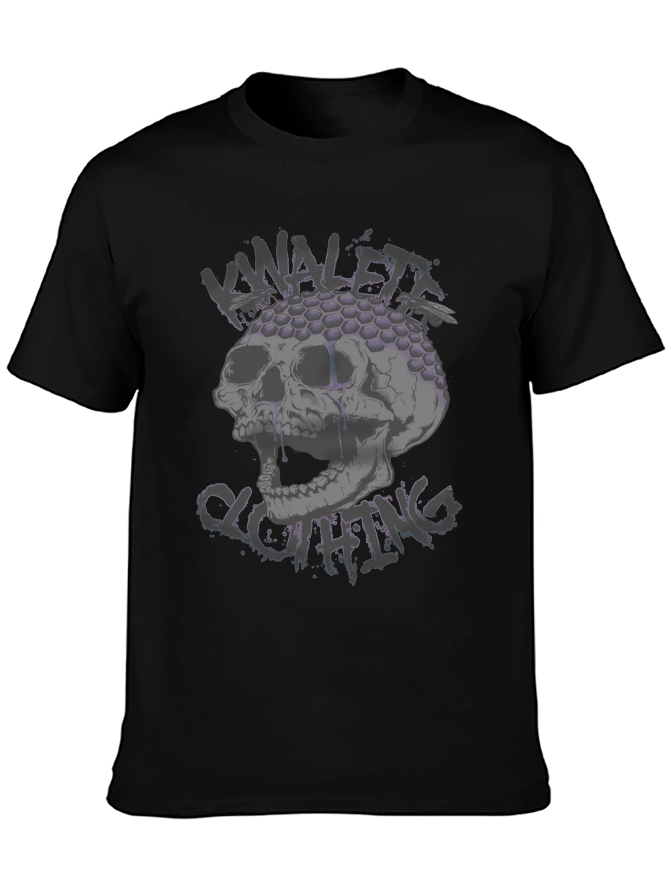 Skull & Honeycomb Graphic Black T-Shirt