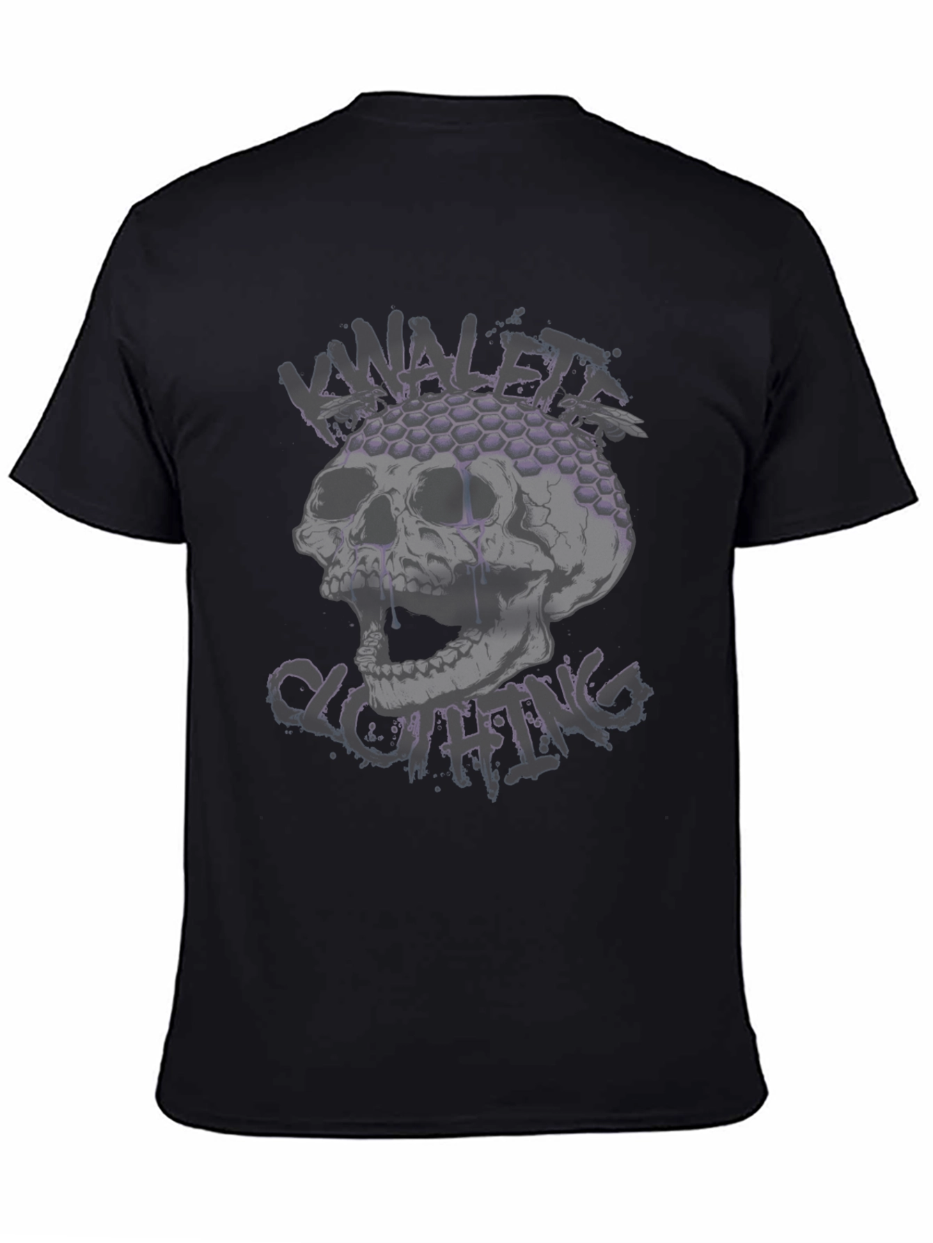 Skull & Honeycomb Graphic Black T-Shirt