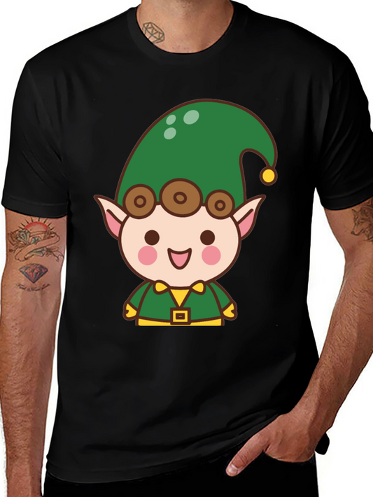 Cute Elf Cartoon T-Shirt - Holiday Fun