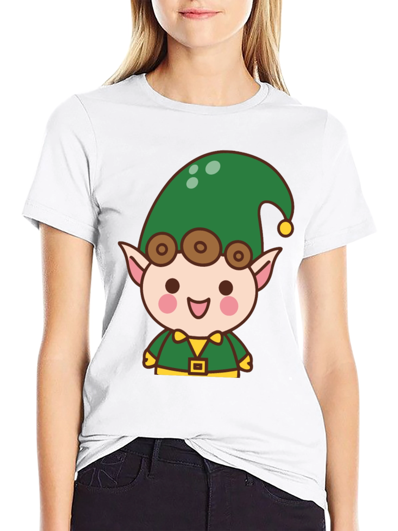 Cute Elf Cartoon T-Shirt - Holiday Fun