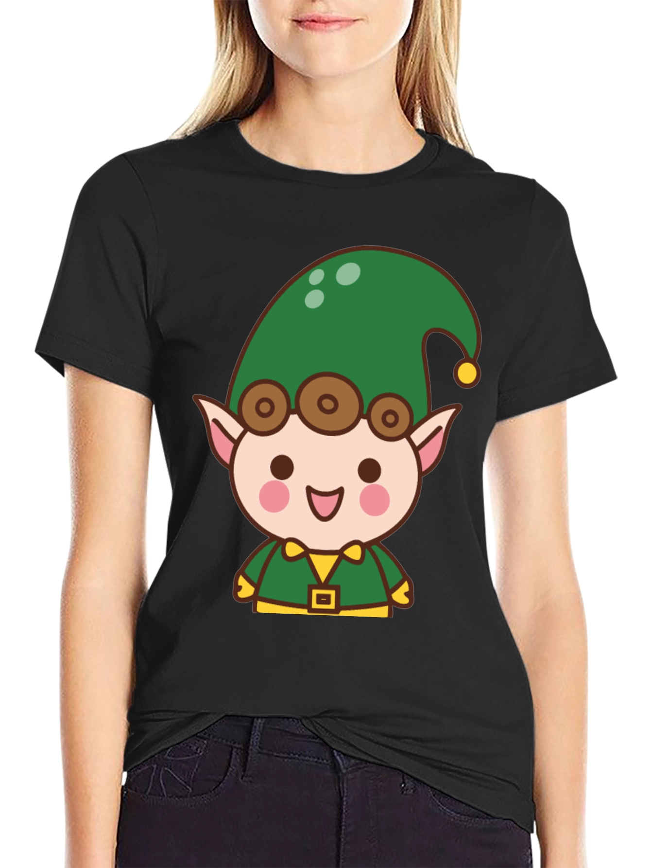 Cute Elf Cartoon T-Shirt - Holiday Fun