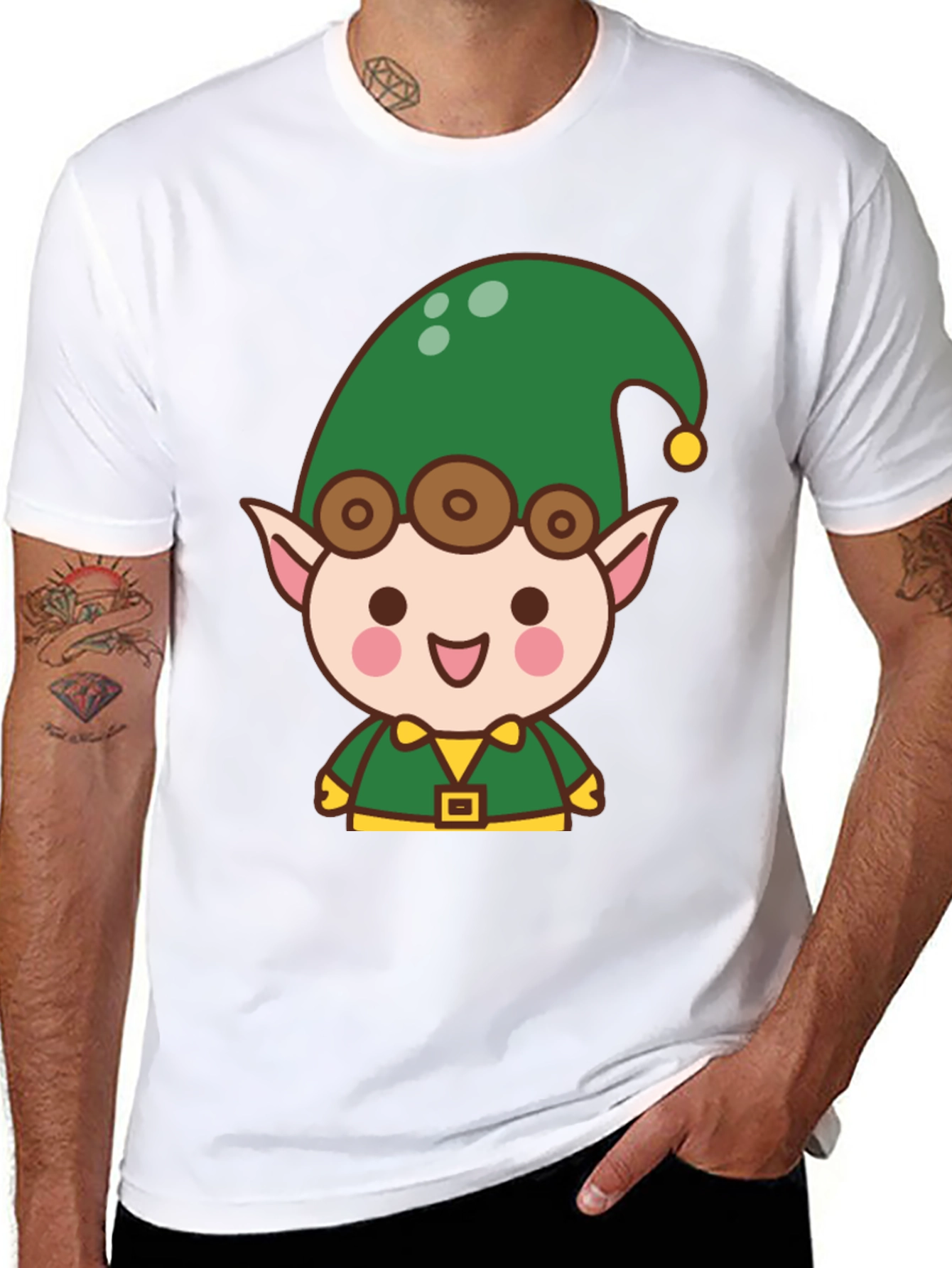 Cute Elf Cartoon T-Shirt - Holiday Fun
