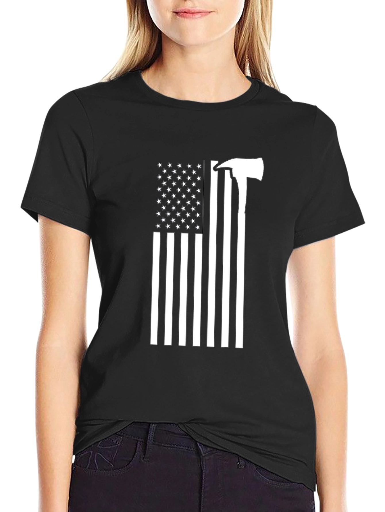 Firefighter Axe American Flag T-Shirt