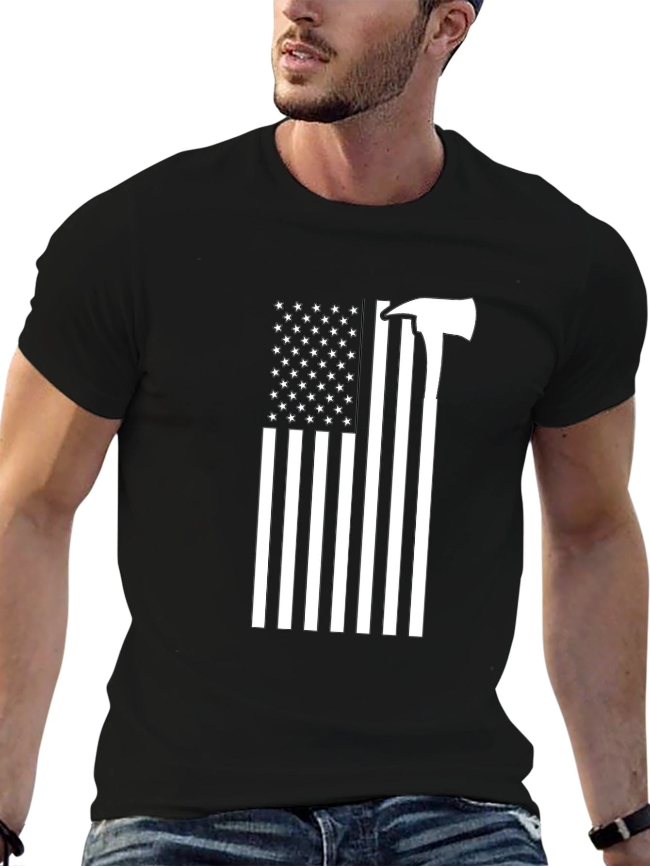 Firefighter Axe American Flag T-Shirt