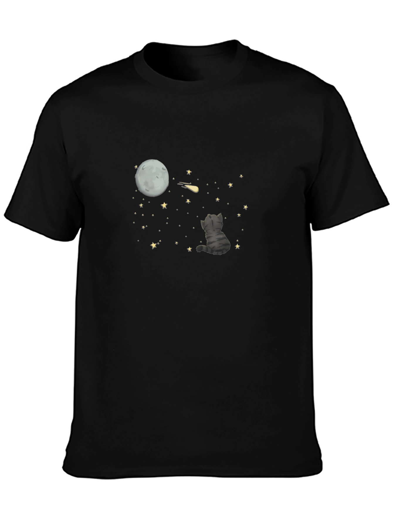 Cat Moon Starry Night Graphic Tee