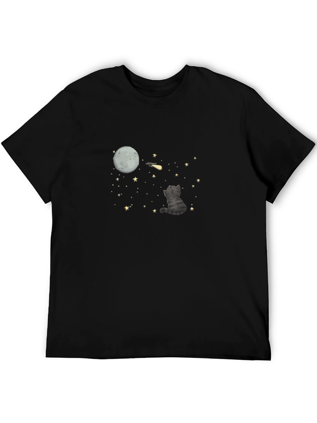 Cat Moon Starry Night Graphic Tee