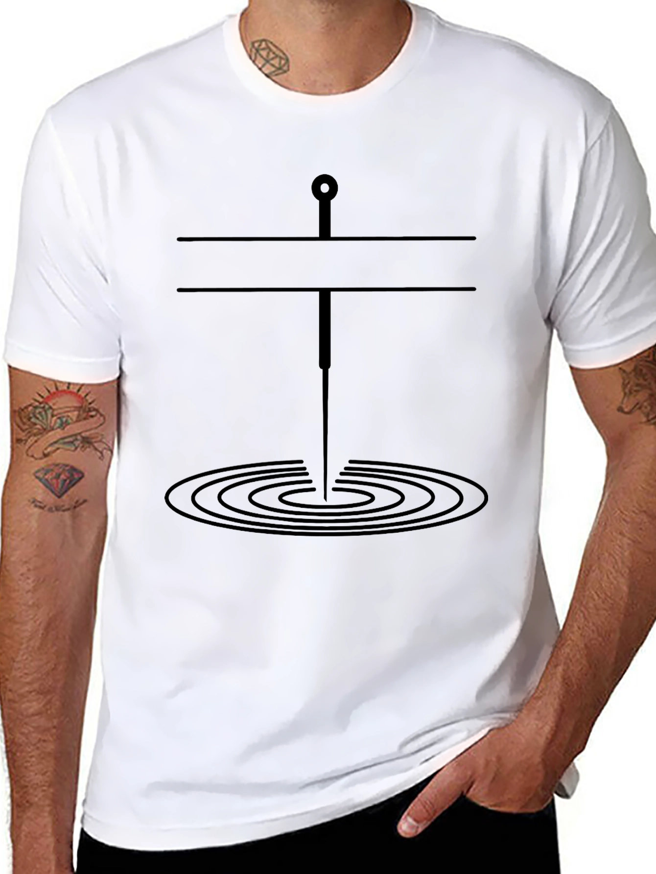 Mens Black Tee with Unique Graphic Design