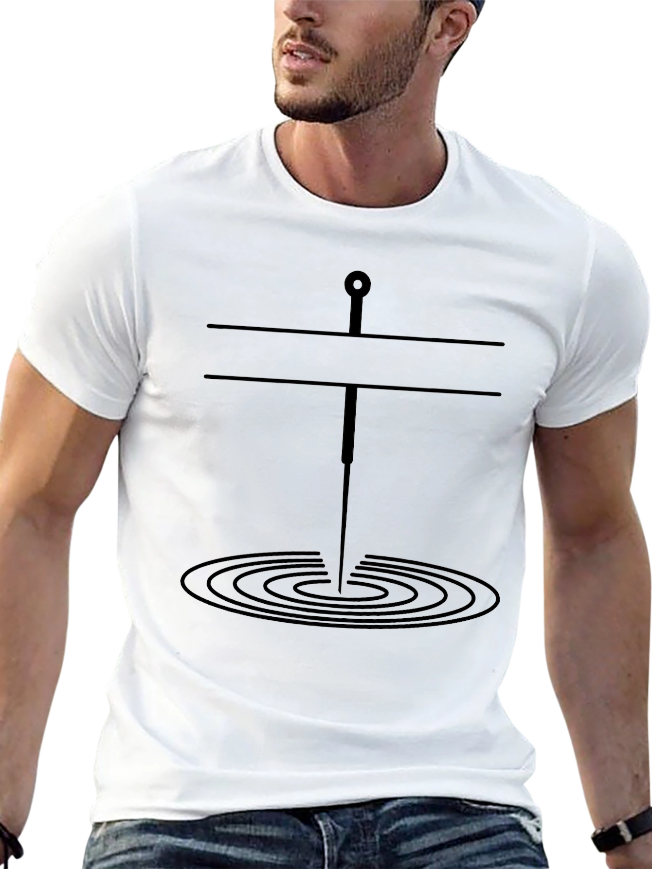 Mens Black Tee with Unique Graphic Design
