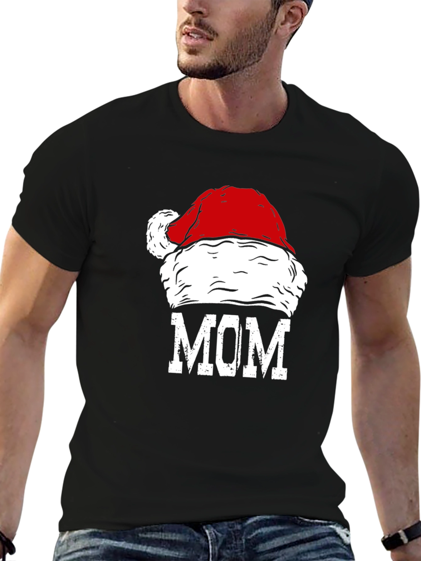 Mom Santa Hat Graphic T-Shirt