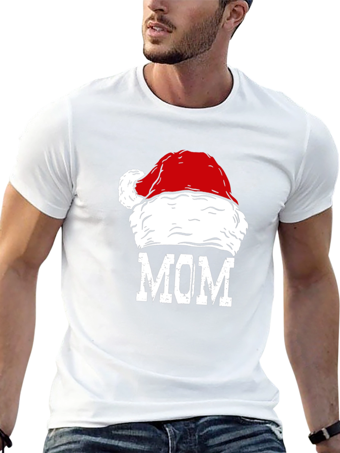 Mom Santa Hat Graphic T-Shirt