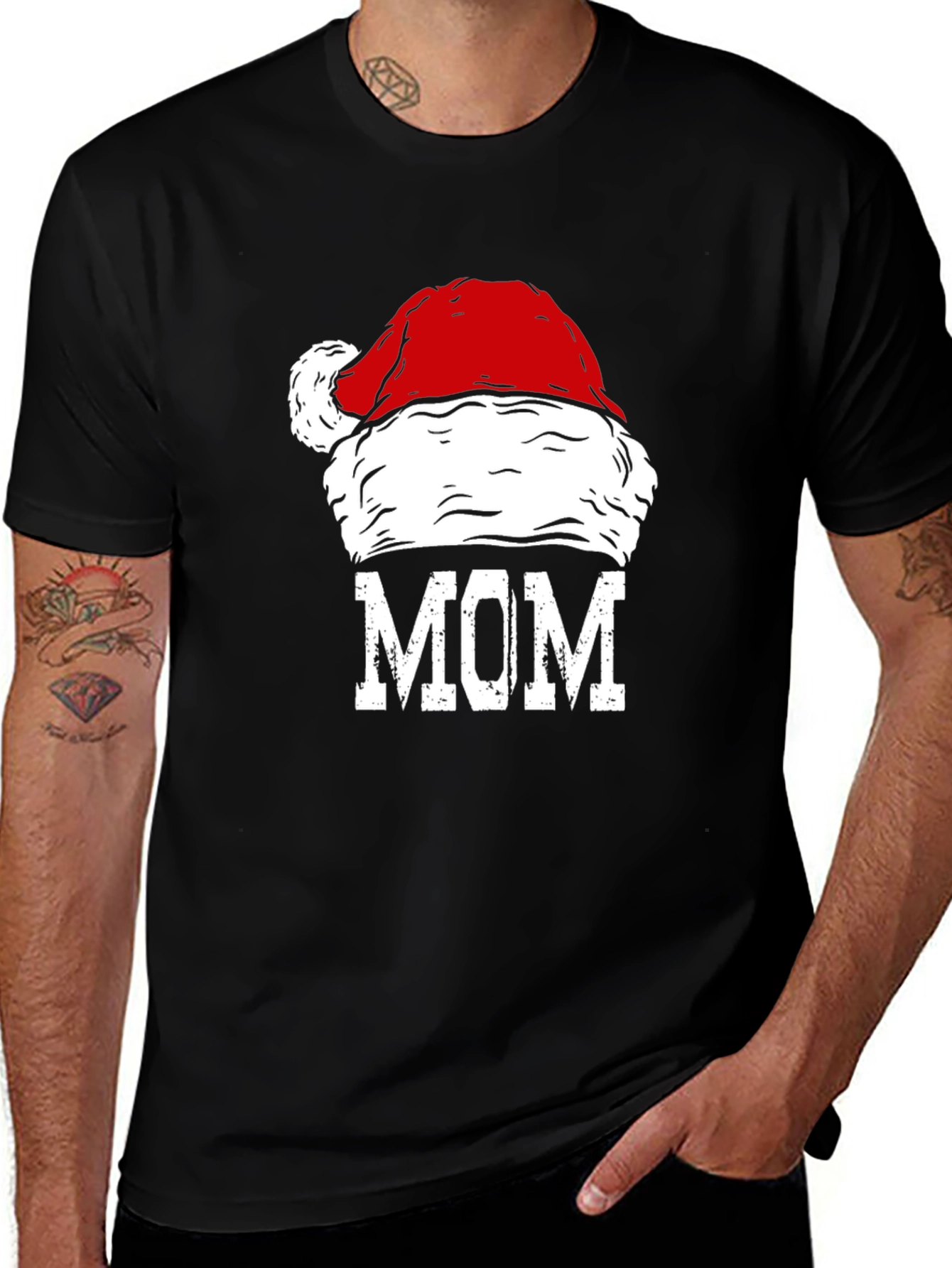 Mom Santa Hat Graphic T-Shirt