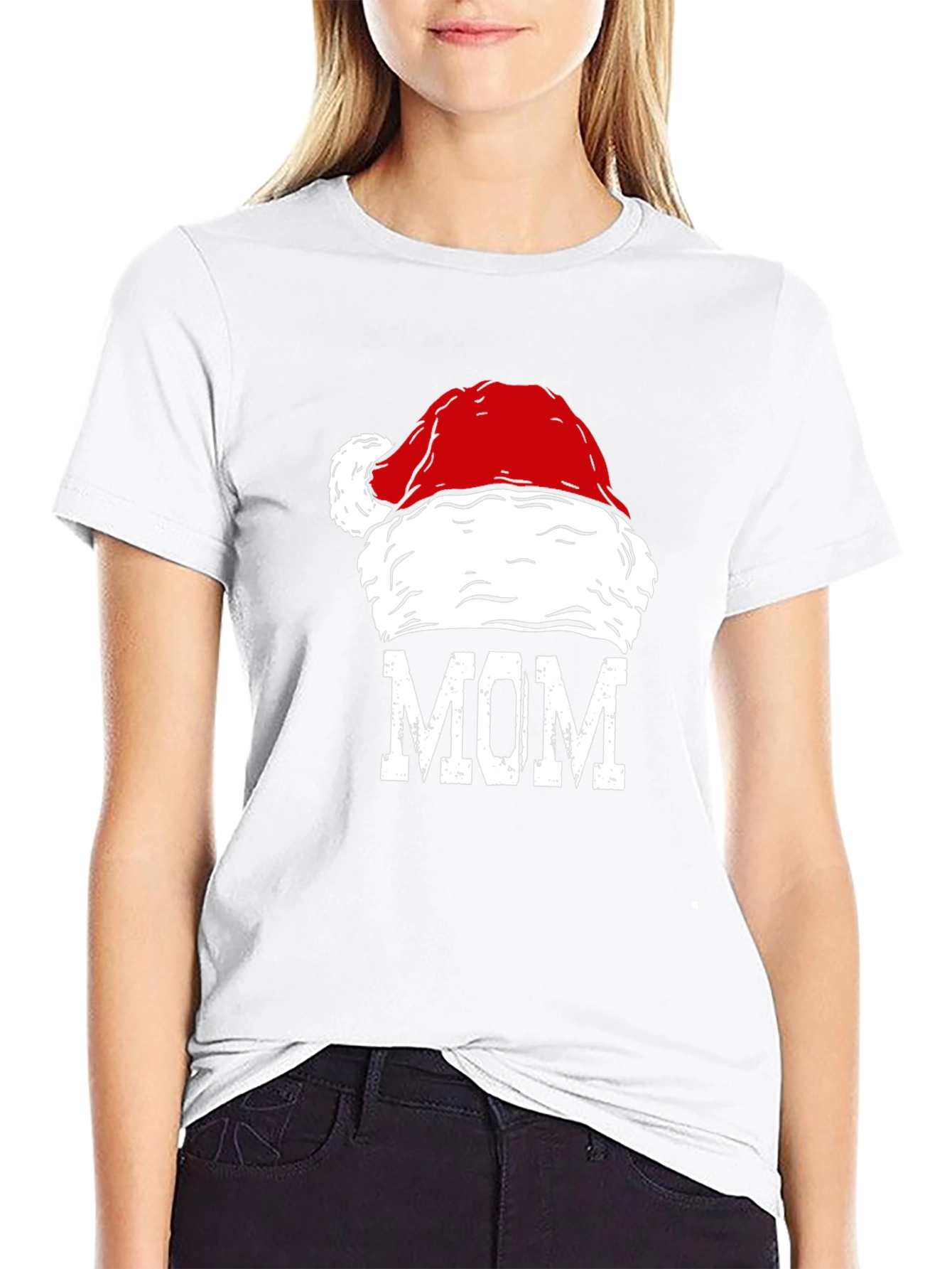 Mom Santa Hat Graphic T-Shirt