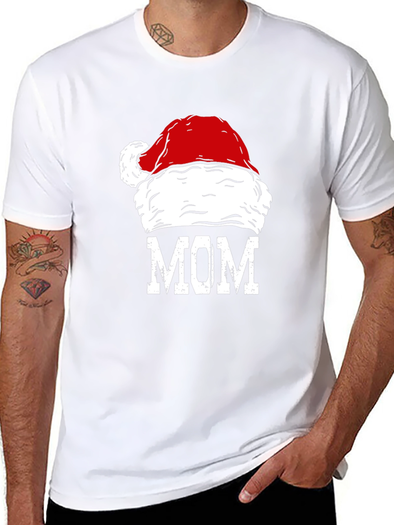 Mom Santa Hat Graphic T-Shirt