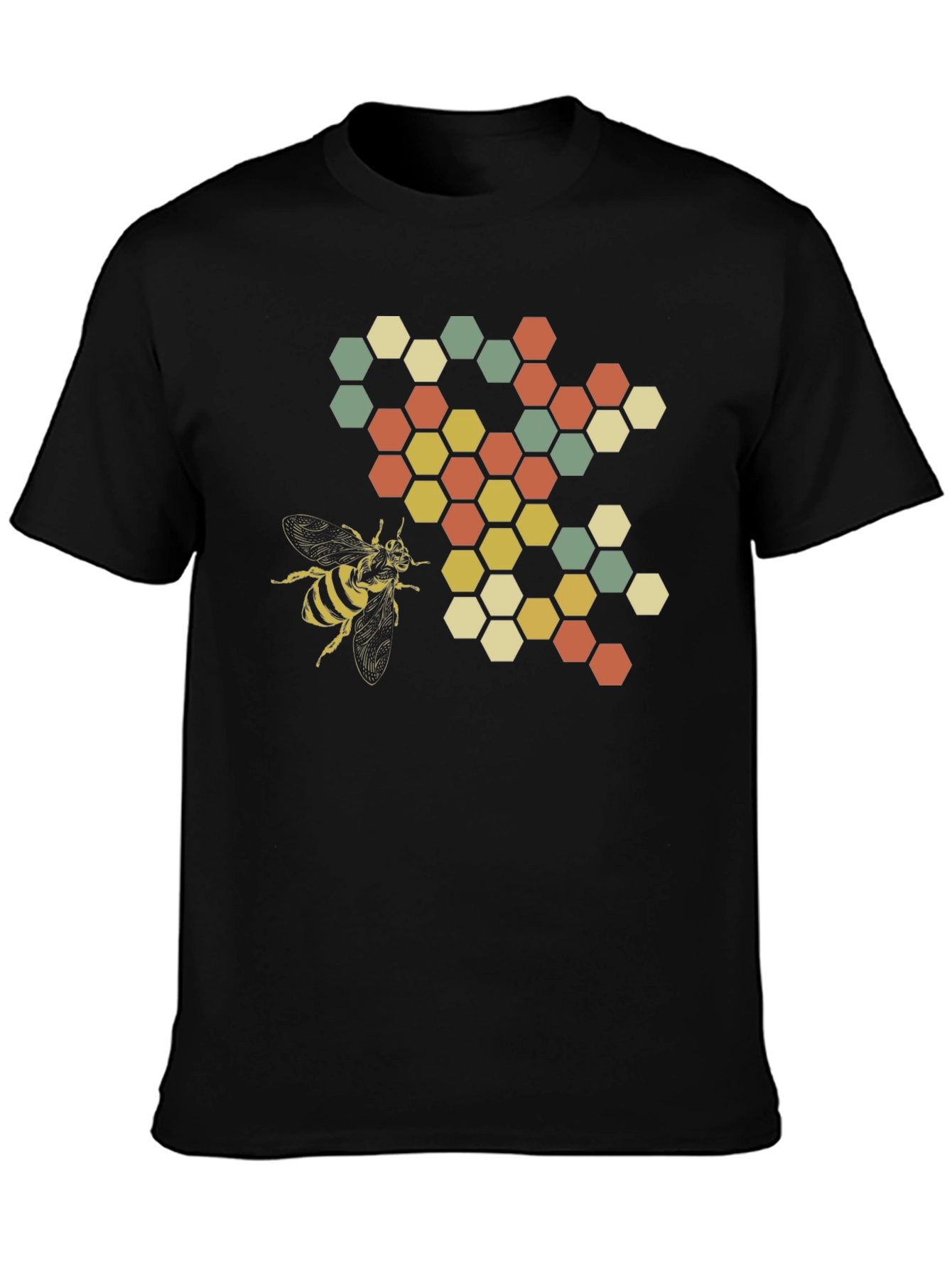 Honeycomb Bee Graphic Tee - Black