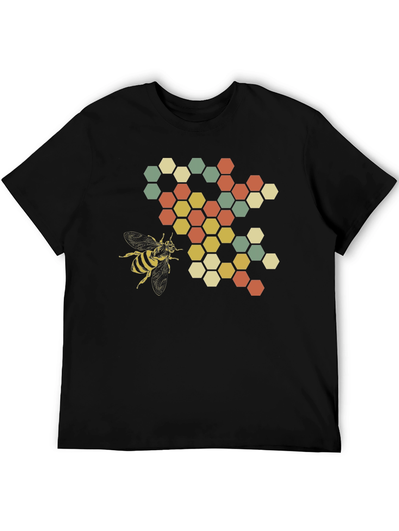 Honeycomb Bee Graphic Tee - Black