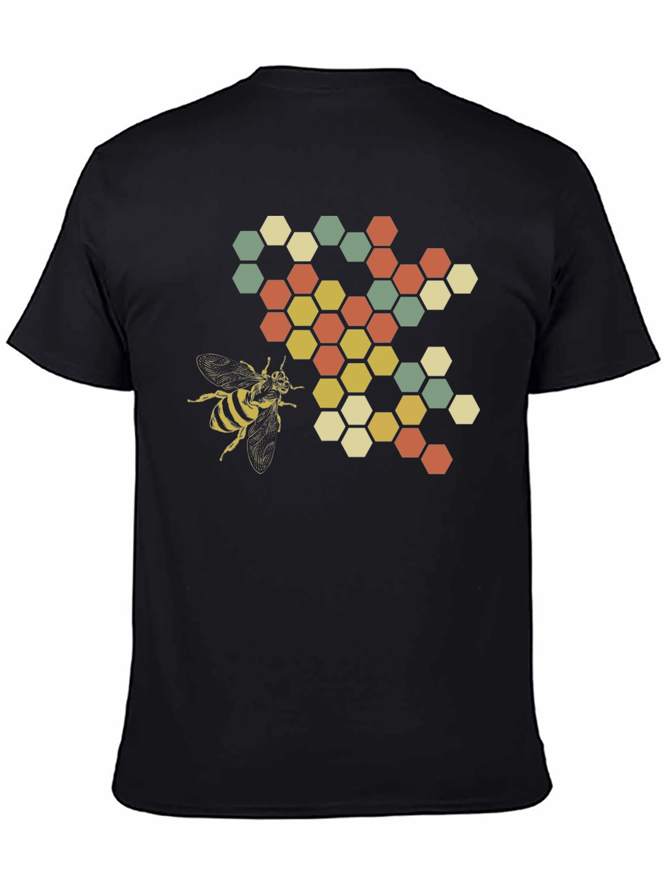 Honeycomb Bee Graphic Tee - Black