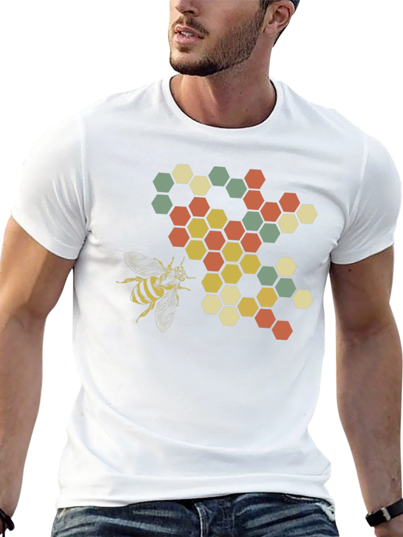 Honeycomb Bee Graphic Tee - Black