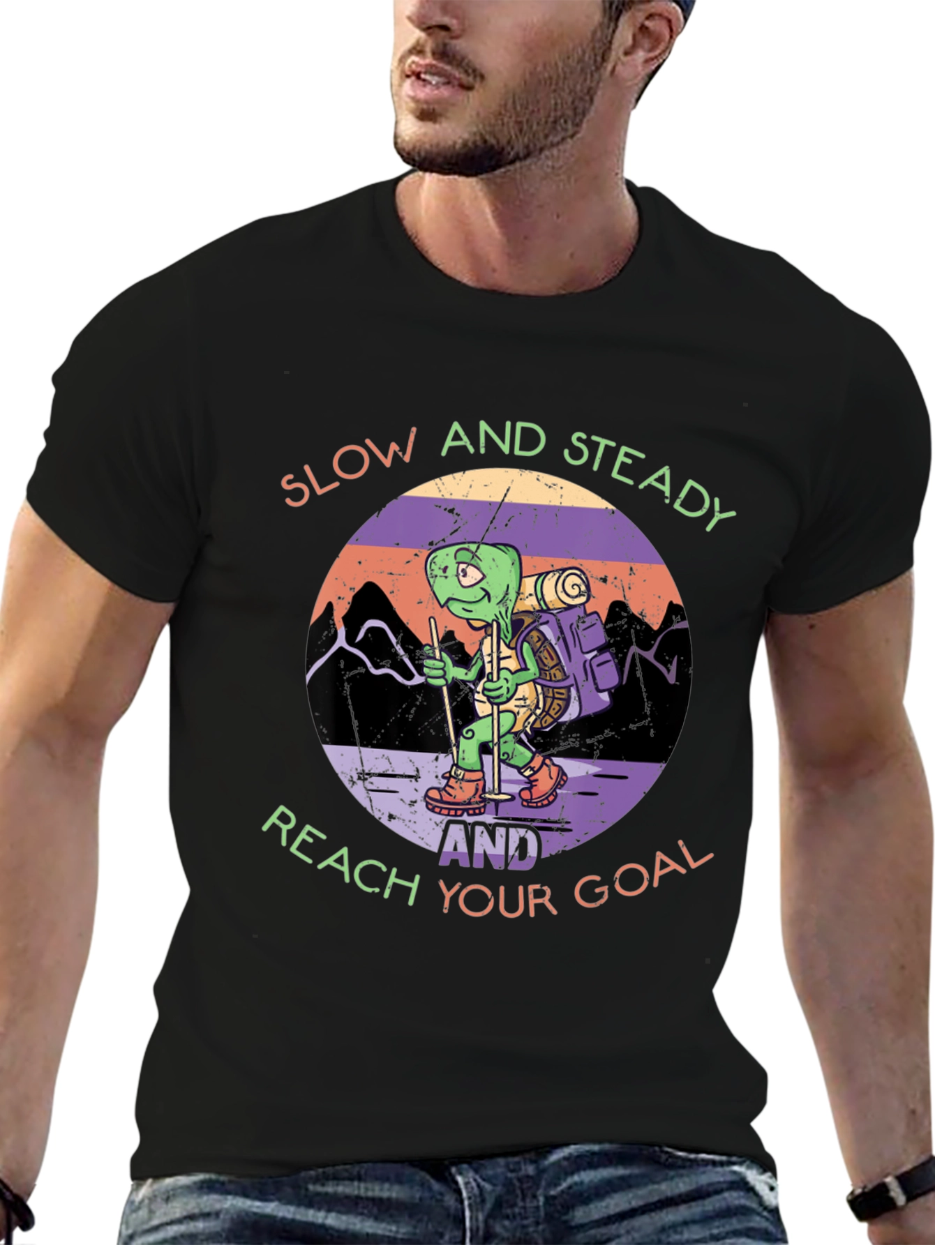 Slow and Steady Turtle Hiking Graphic Tee