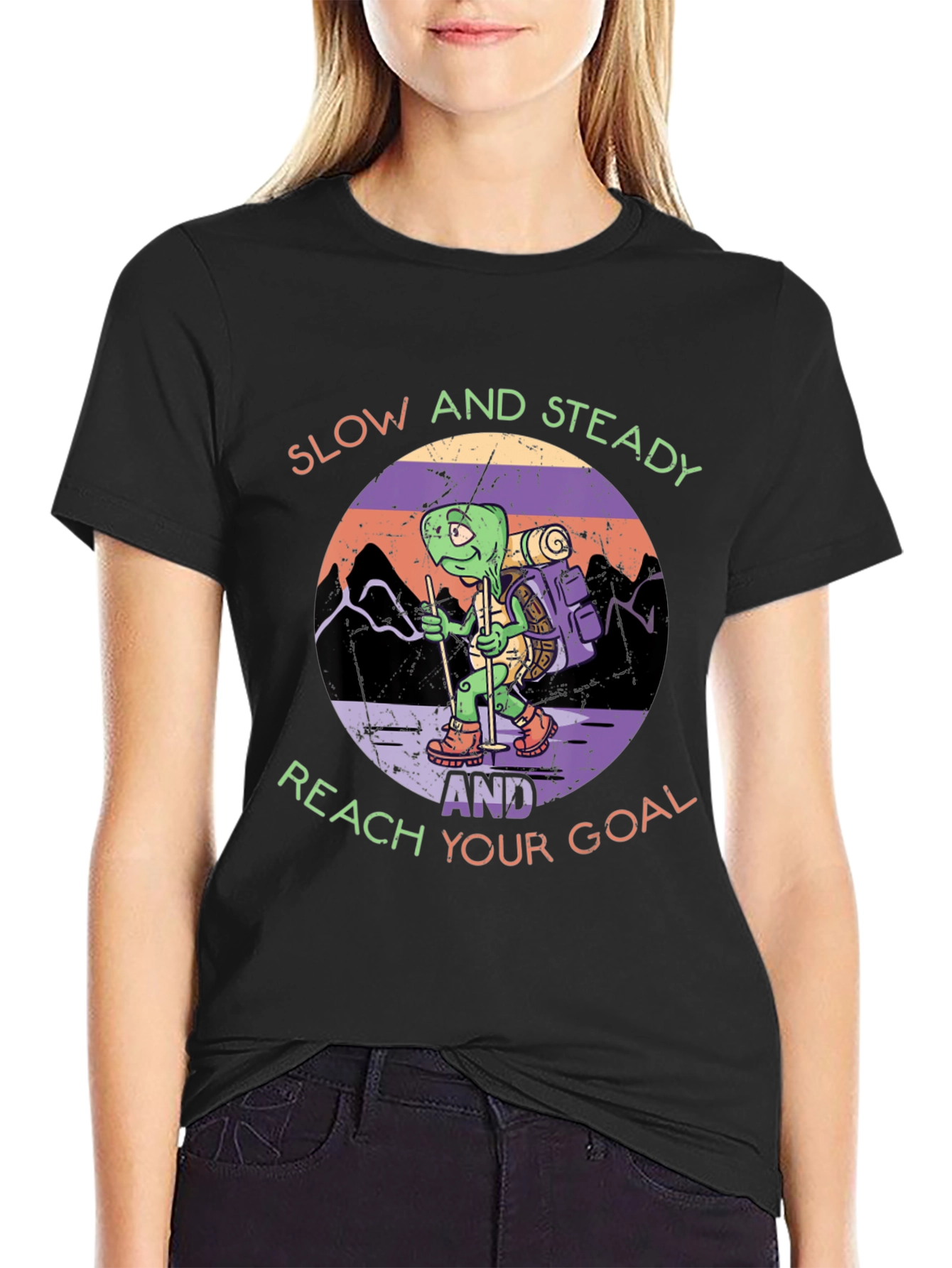 Slow and Steady Turtle Hiking Graphic Tee