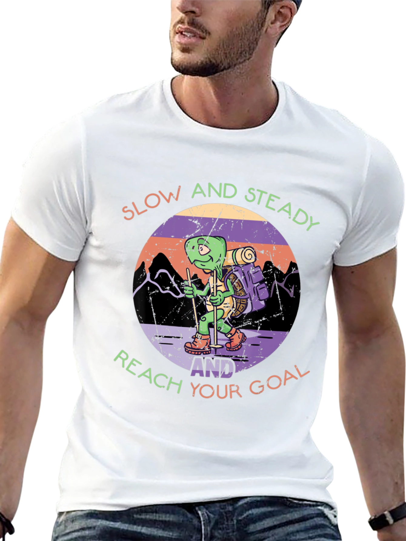 Slow and Steady Turtle Hiking Graphic Tee