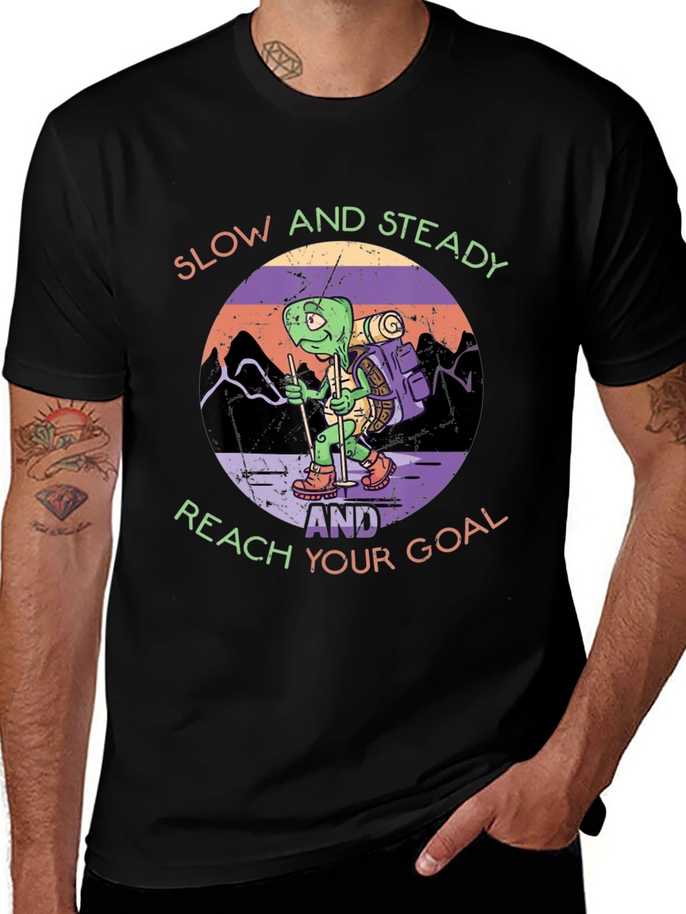 Slow and Steady Turtle Hiking Graphic Tee