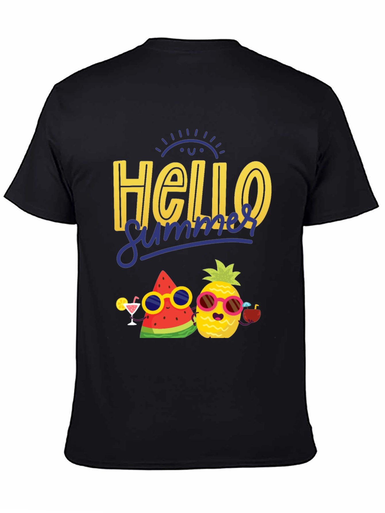 Hello Summer Graphic T-Shirt: Pineapple & Watermelon