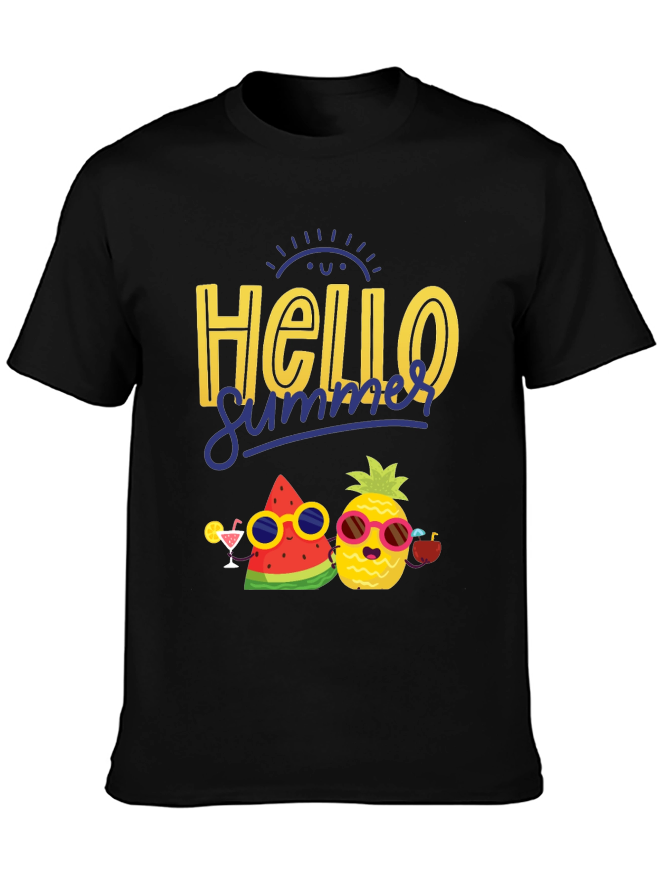Hello Summer Graphic T-Shirt: Pineapple & Watermelon
